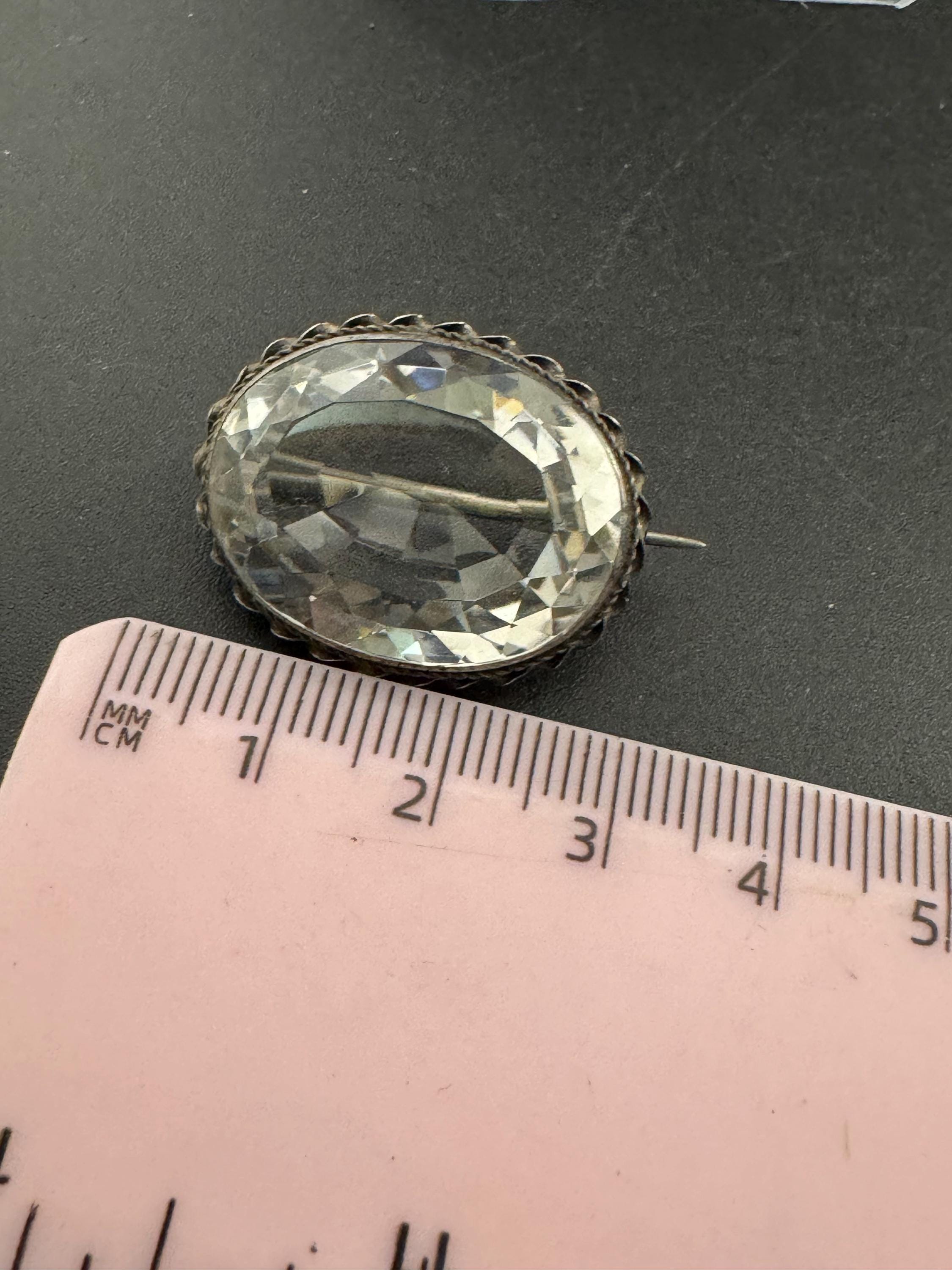 Vintage Edwardian rock crystal brooch, presidium tested