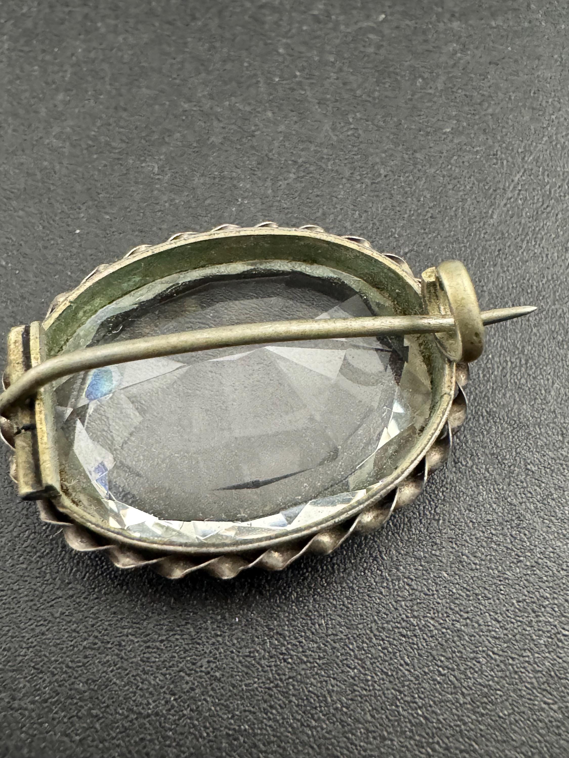 Vintage Edwardian rock crystal brooch, presidium tested