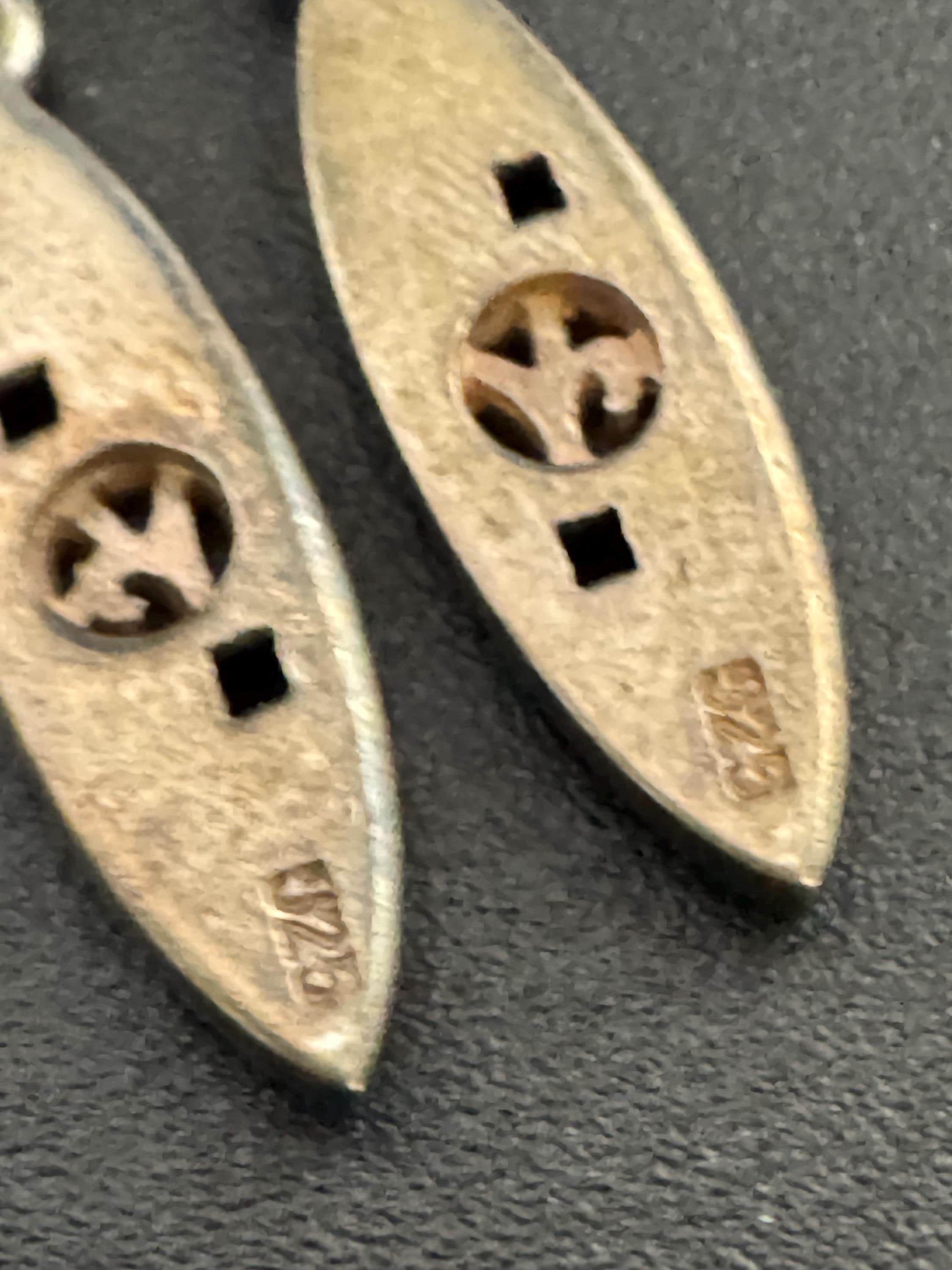 Vintage Sterling Silver drop Earrings, Art nouveau style 925