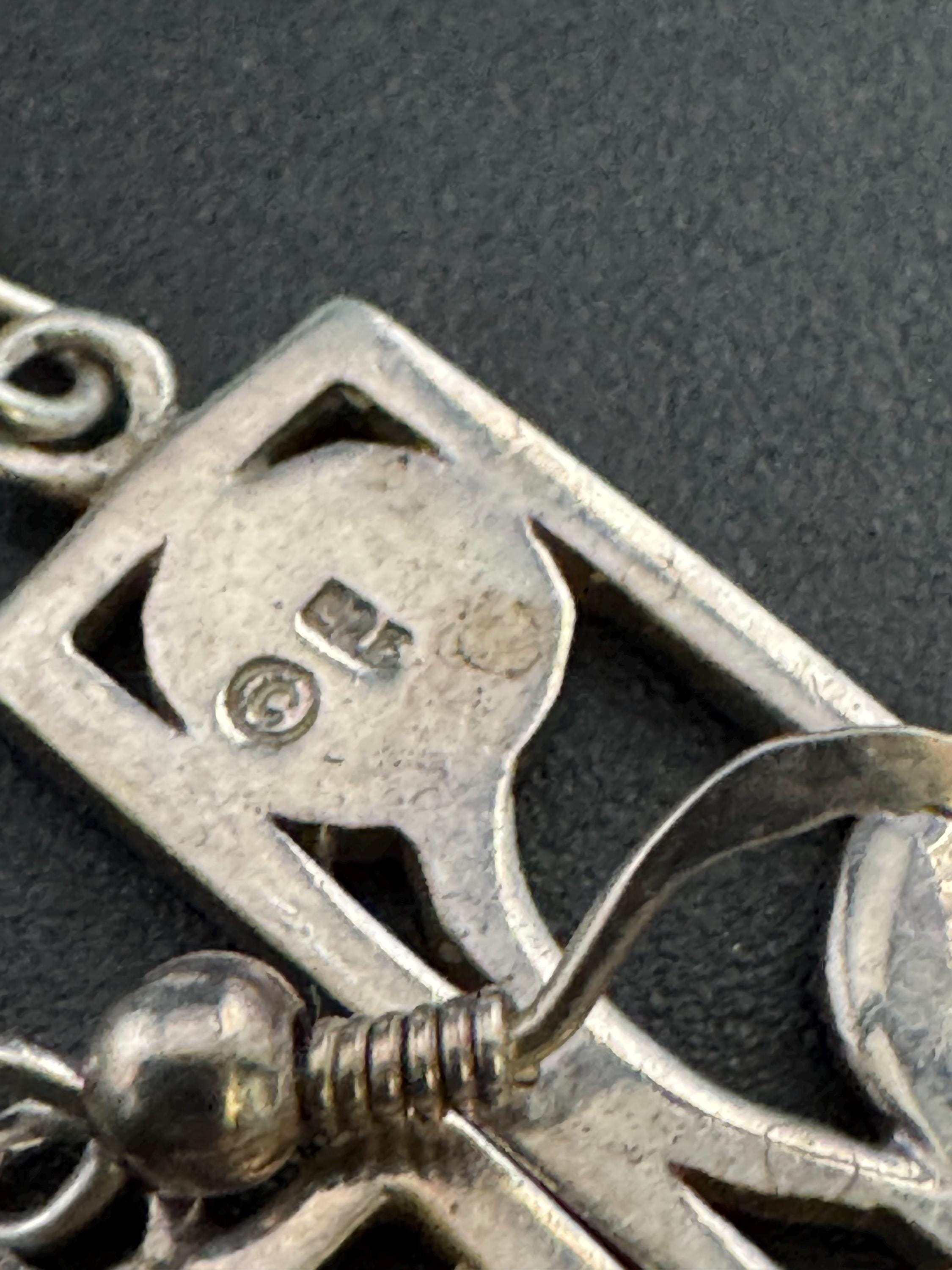 Vintage Sterling Silver drop Earrings, Art nouveau openwork 925