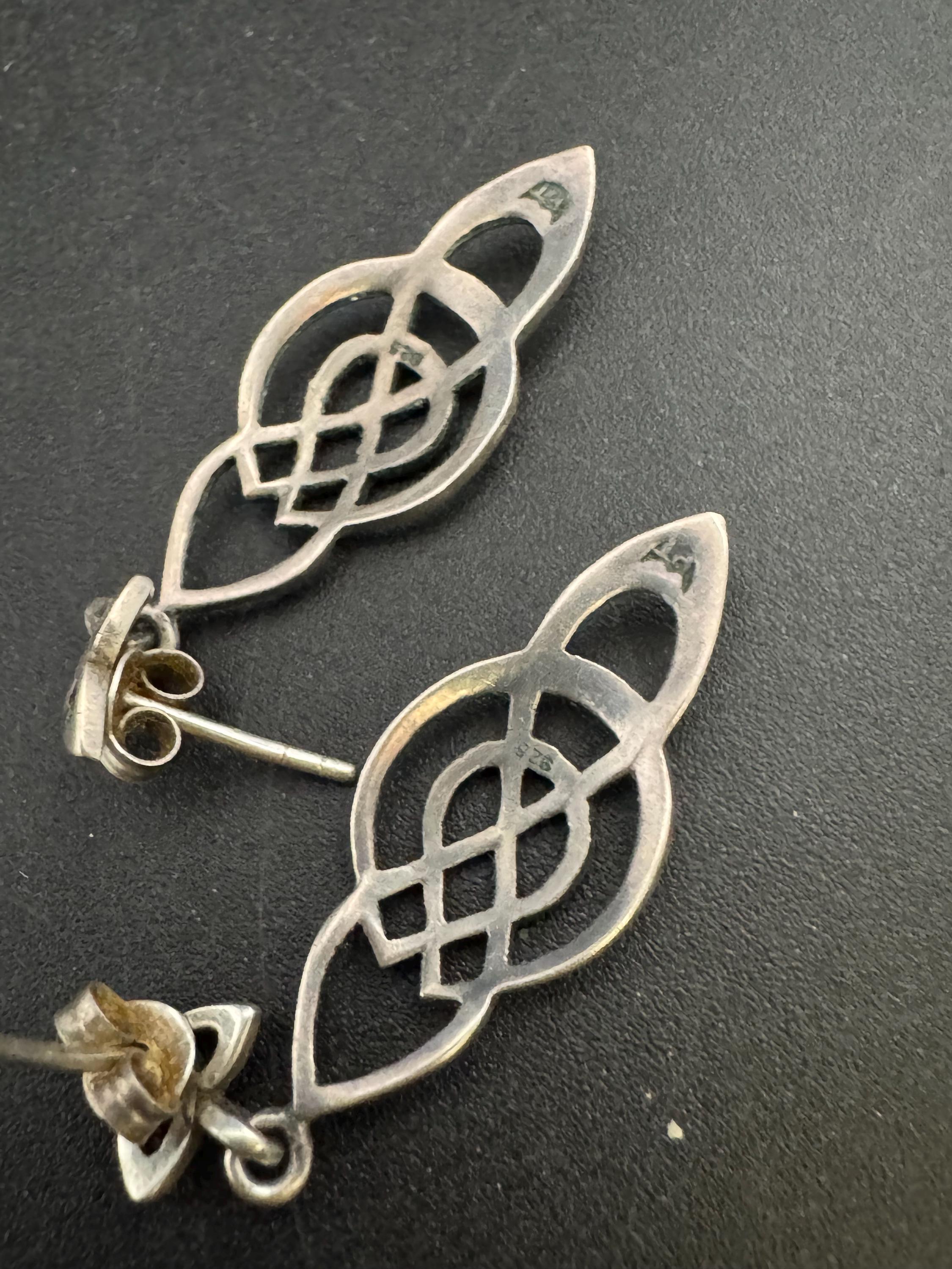 Vintage Sterling Silver drop Earrings, Art nouveau style 925 by past times