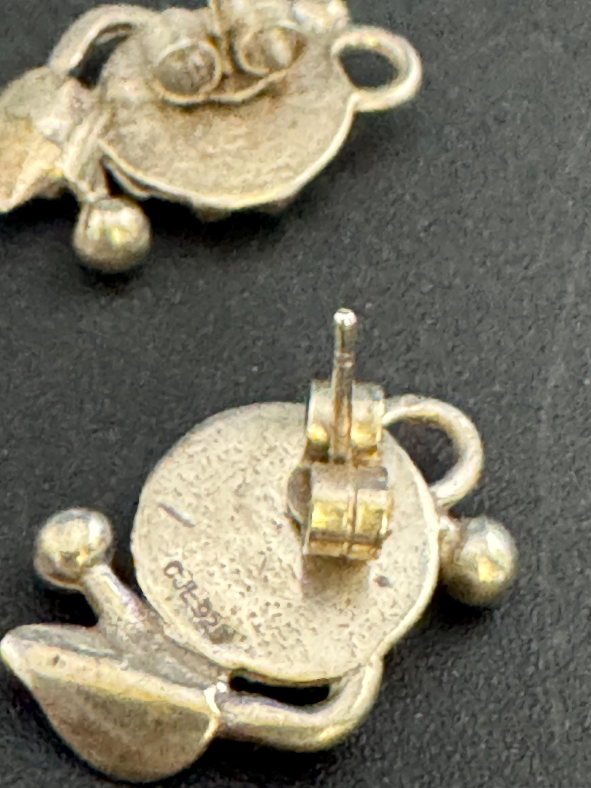Vintage CJL Sterling Silver stud Earrings, Art nouveau style Carrick 925