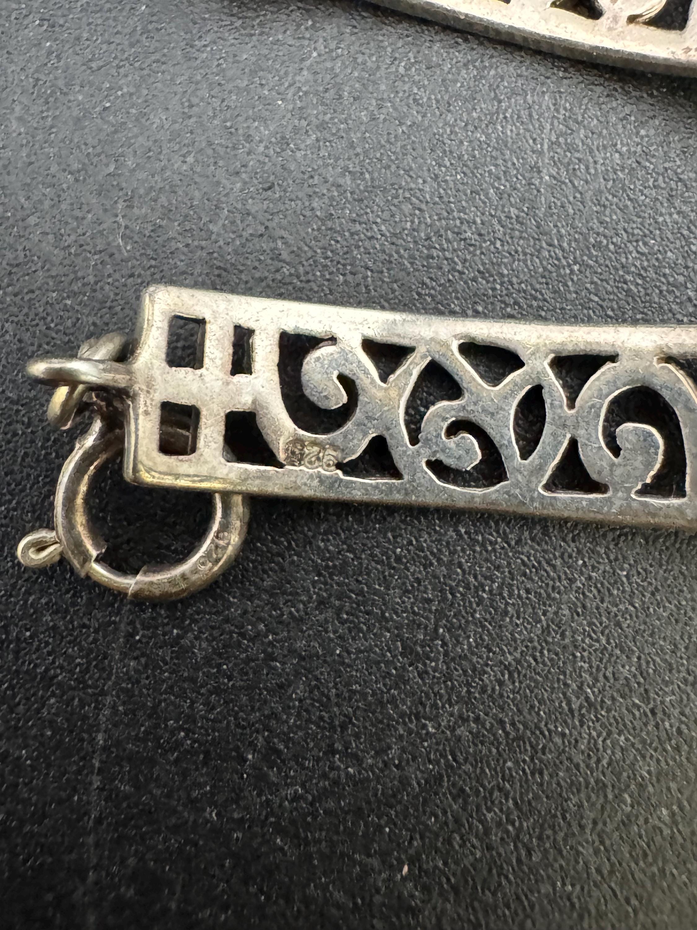 Vintage 925 Silver chain link bracelet, Rennie Mackintosh style 18cm