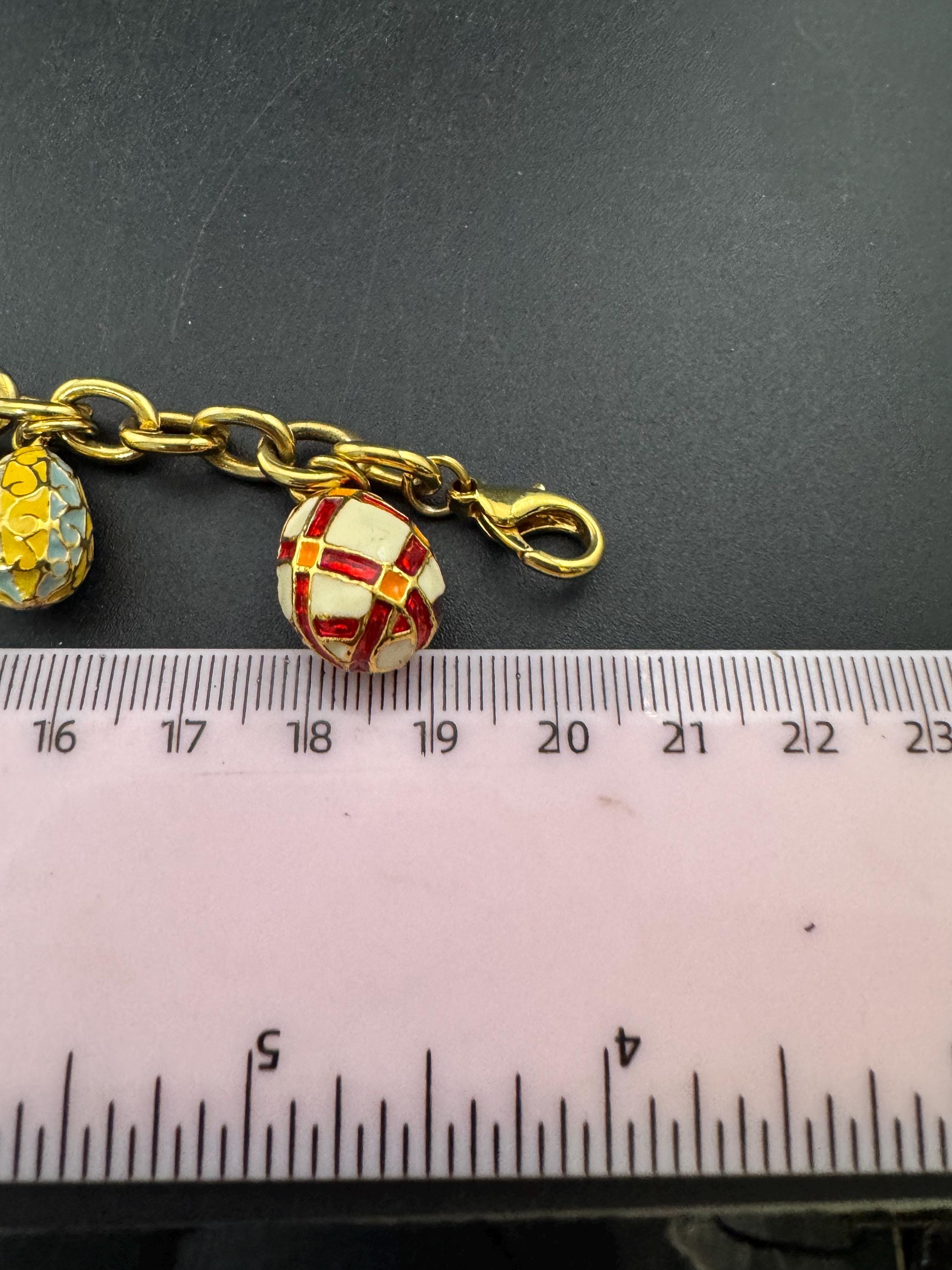 Signed Joan rivers enamelled jewelled egg charm watch bracelet 20cm
