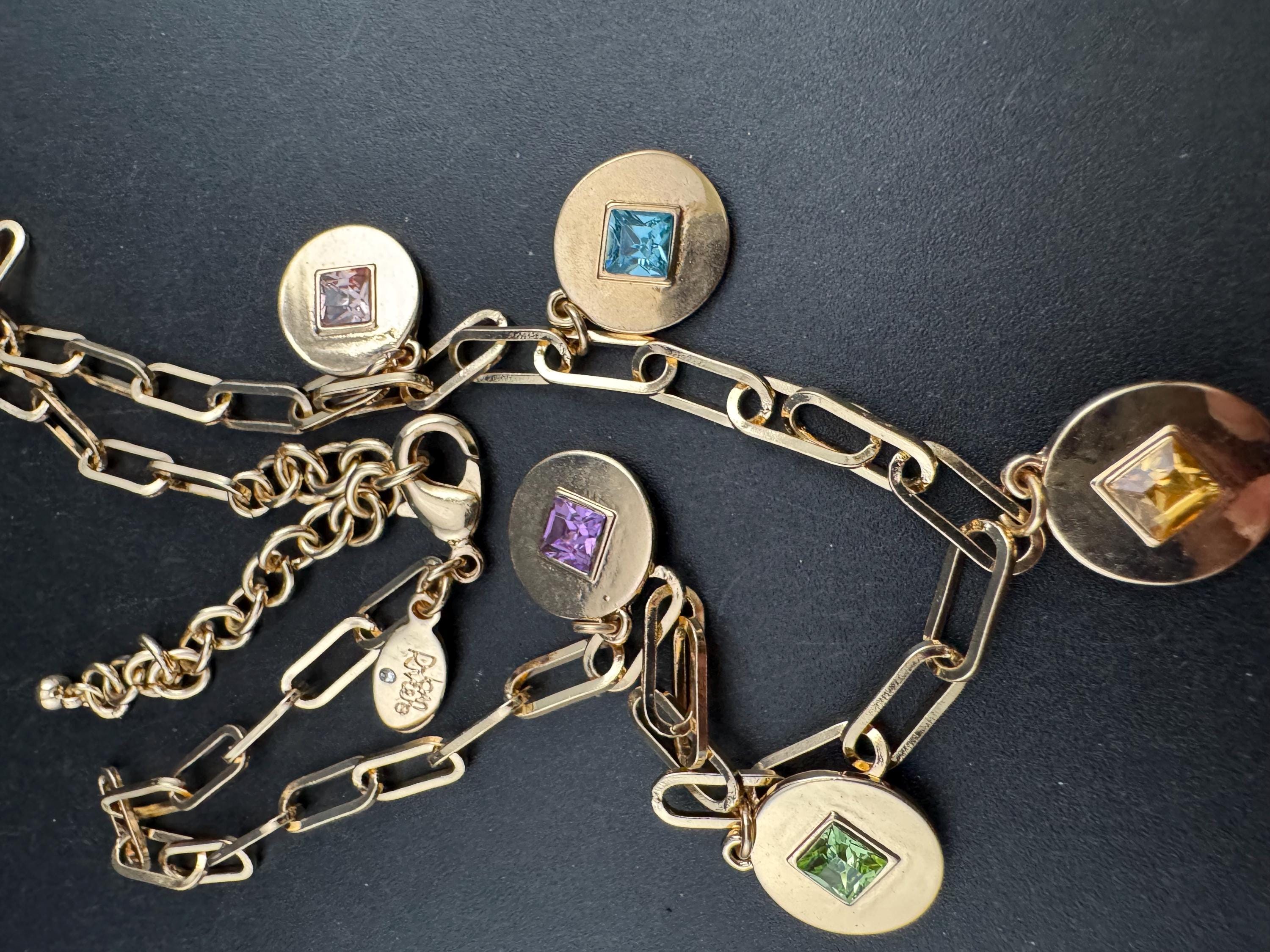 Joan Rivers rhinestone charm necklace, gold plated