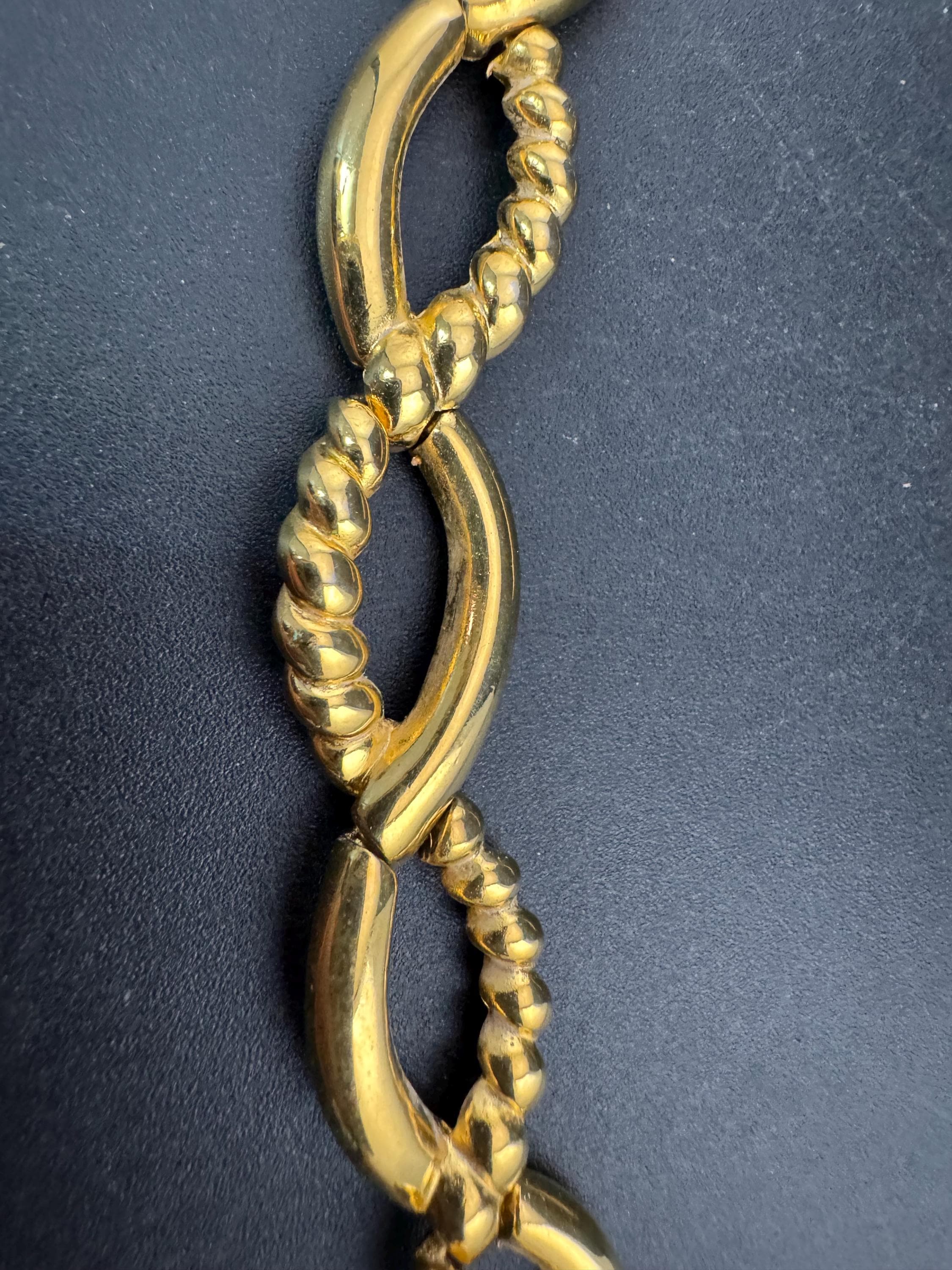 Retro 80s chunky panel link bracelet, 18.5cm gold tone