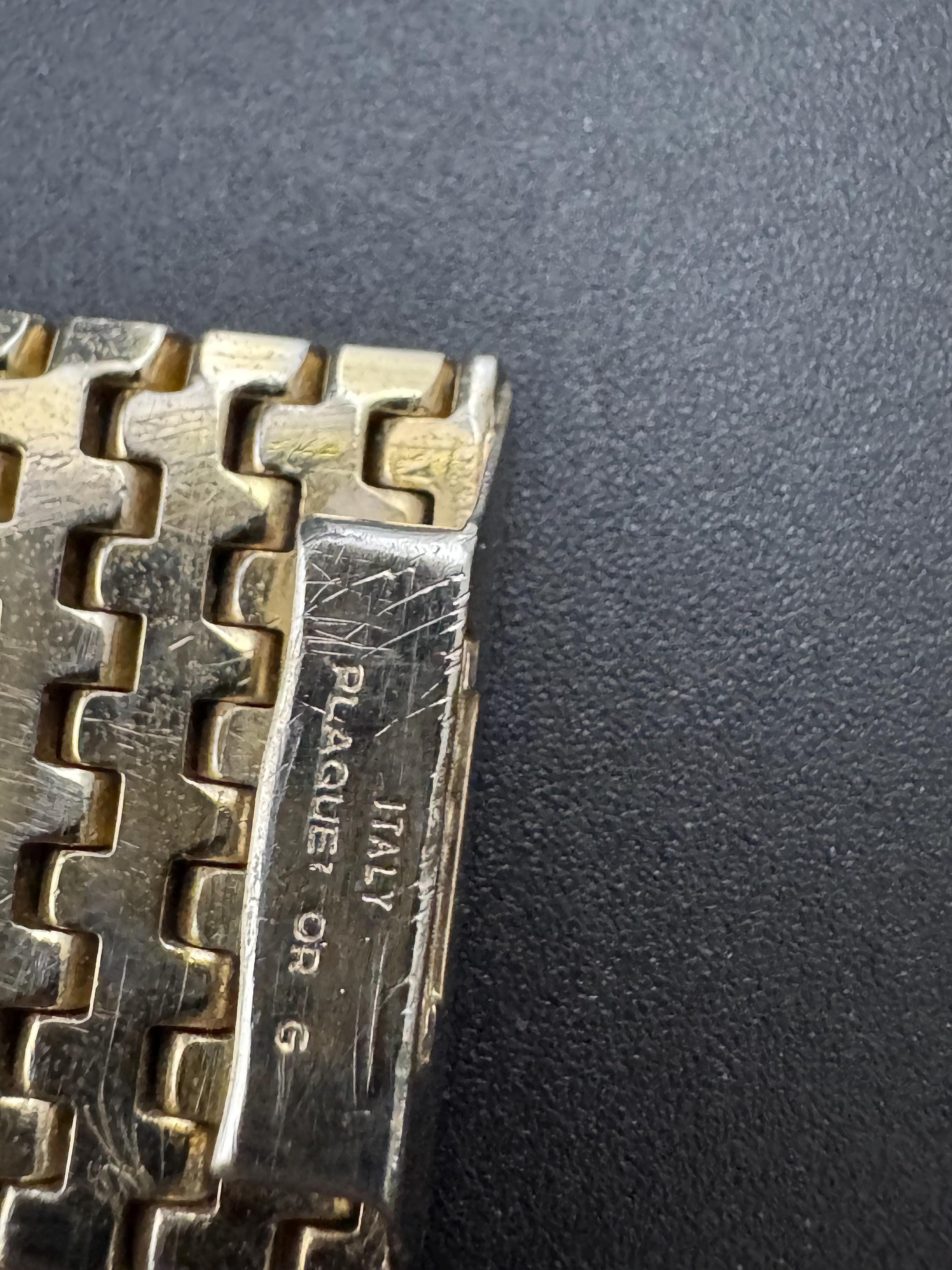 1970s 18k GP flat 28mm wide articulated cuff bracelet, Italian gold plated