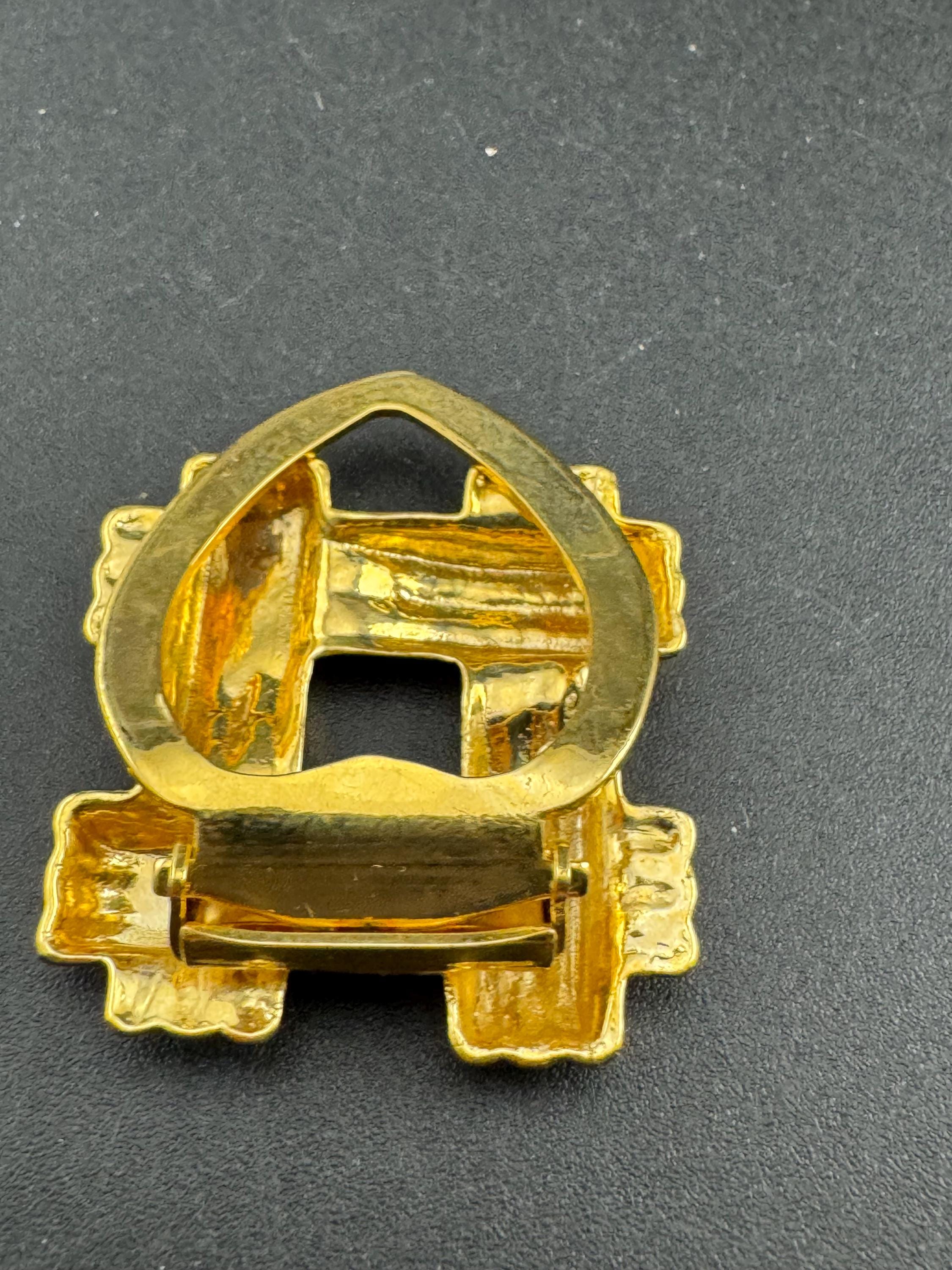 Vintage Gold modernist square Scarf Clip,  Ring for scarves