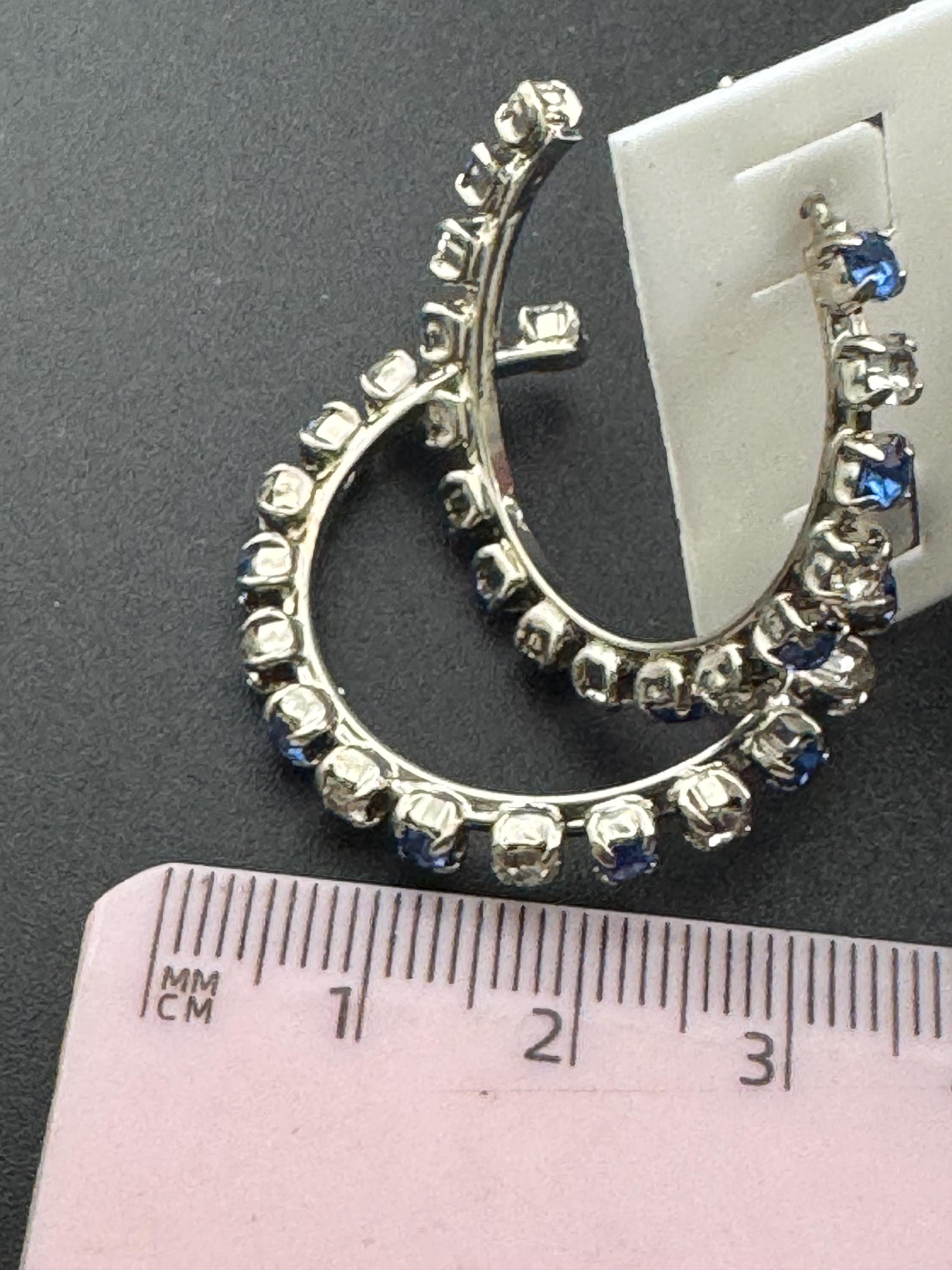 3.5cm clear and light blue diamanté crystal hoop earrings, silver tone for pierced ears