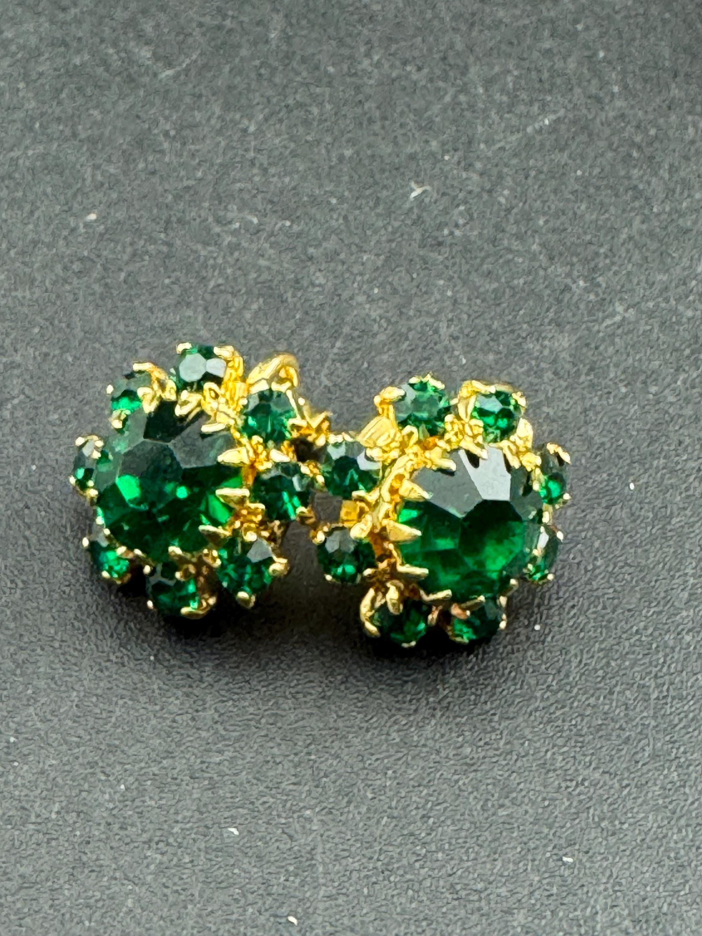 1970s Swarovski crystal diamanté clip on earrings, gold tone choice of colours
