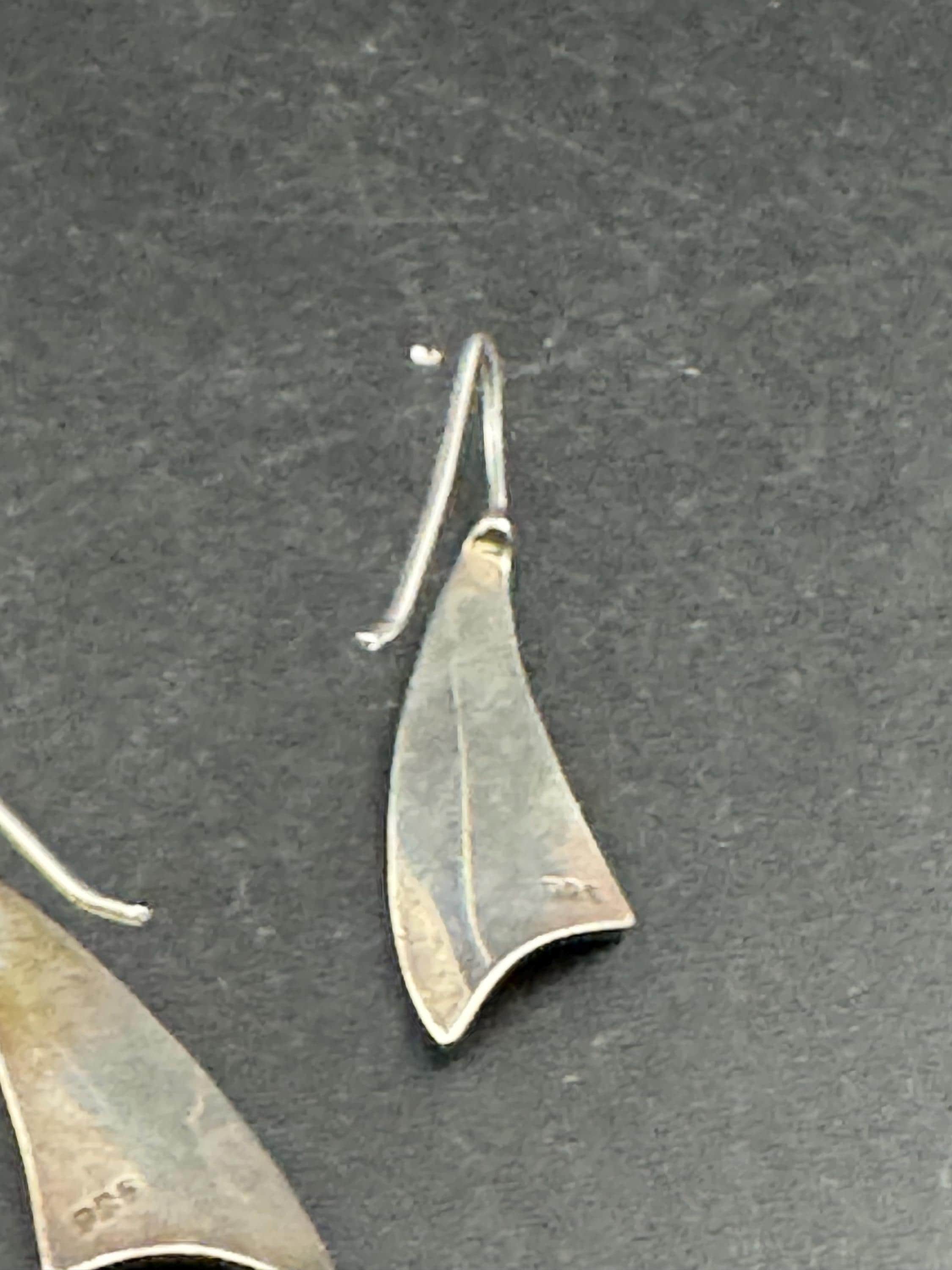 Sterling Silver modernist Drop Earrings: 4cm