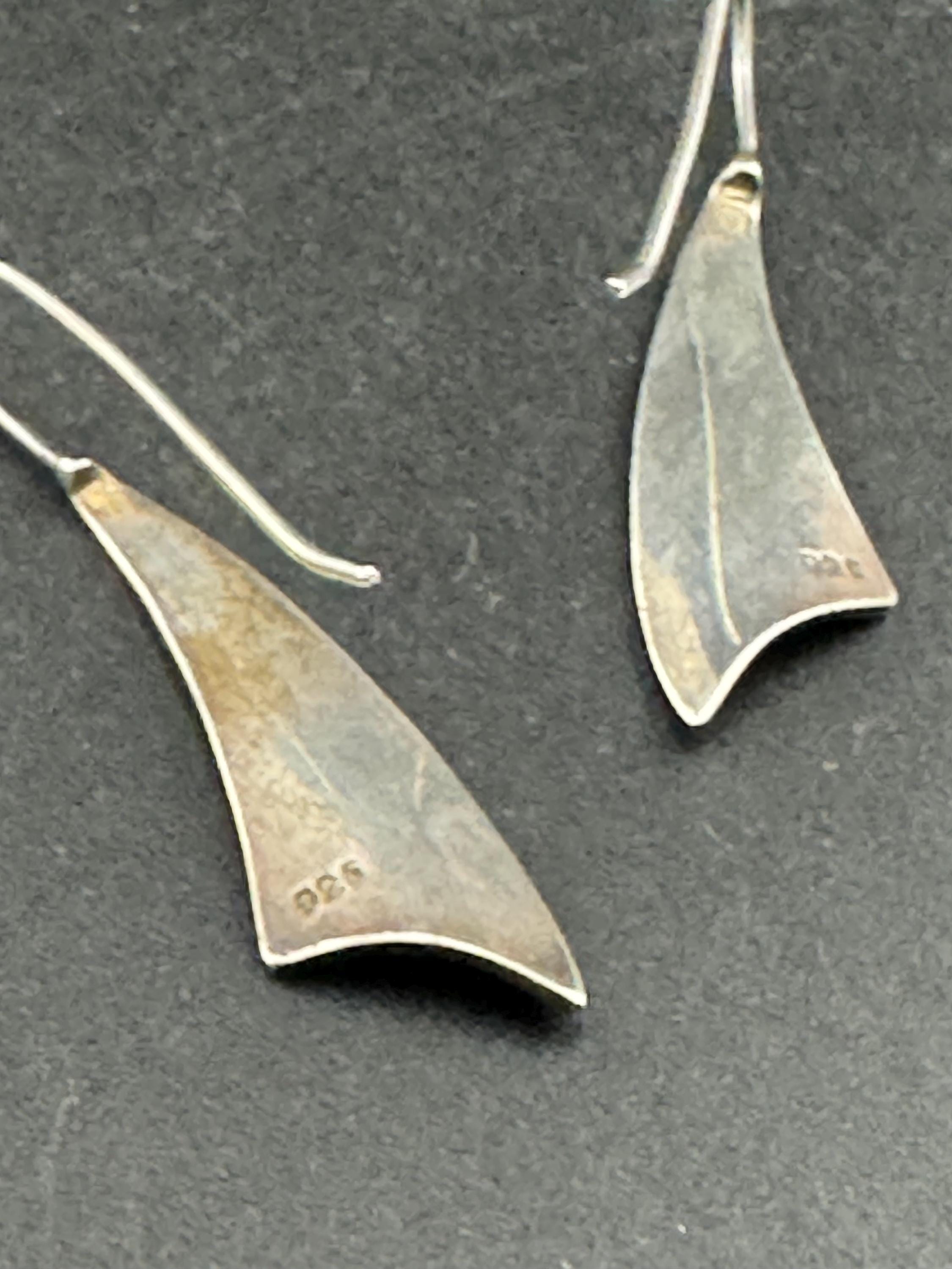 Sterling Silver modernist Drop Earrings: 4cm