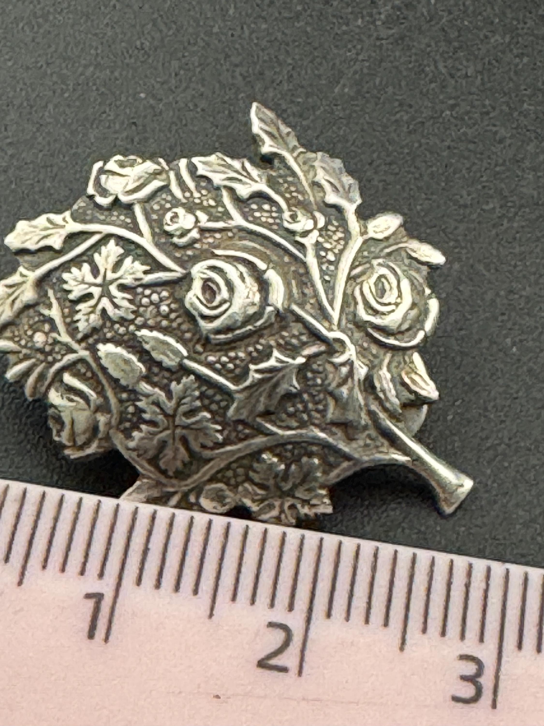 Vintage Mari Lou 925 floral rose earrings, sterling silver clip on studs