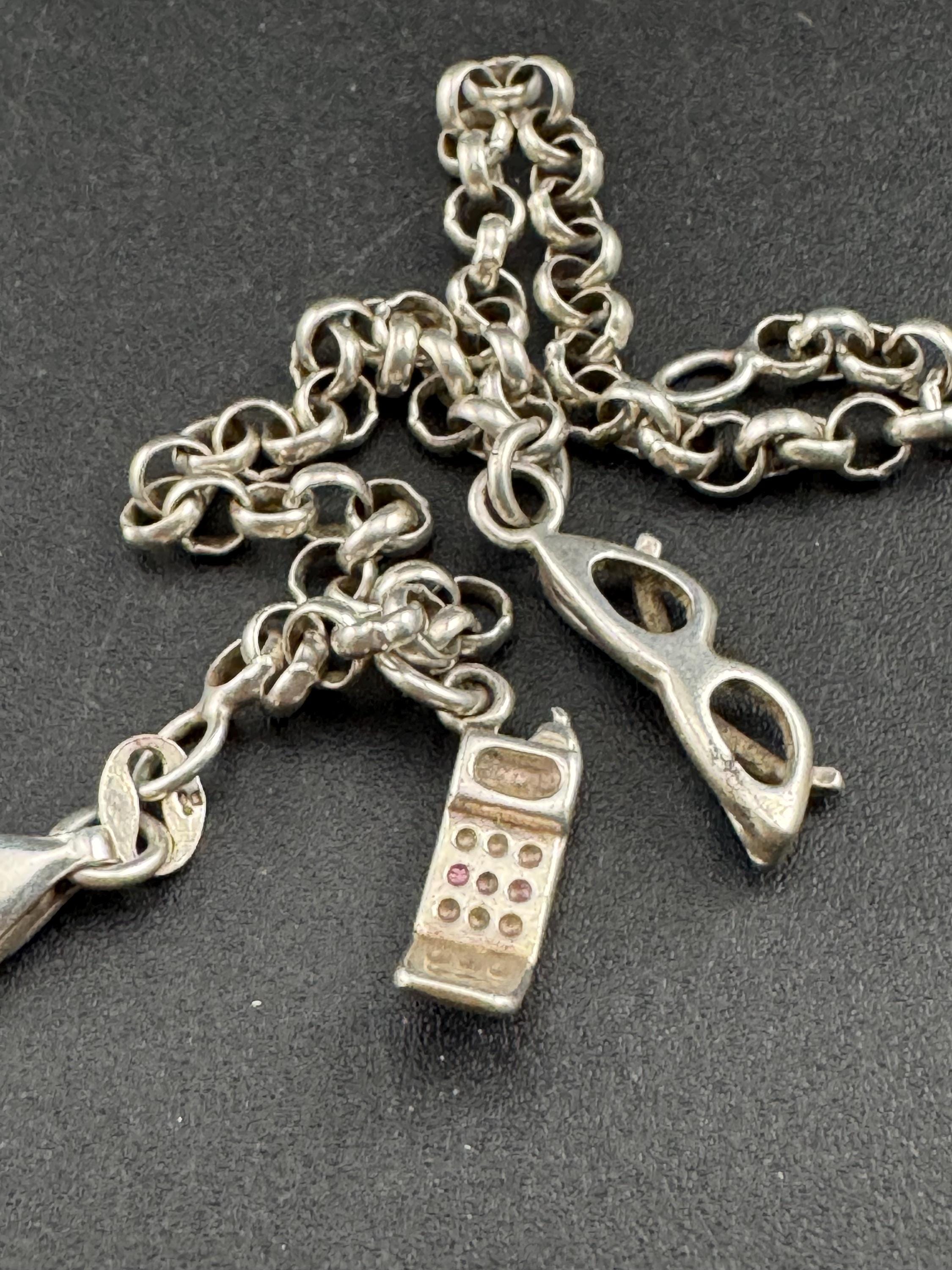 Vintage starter 925 plain charm bracelet, sterling silver with two charms