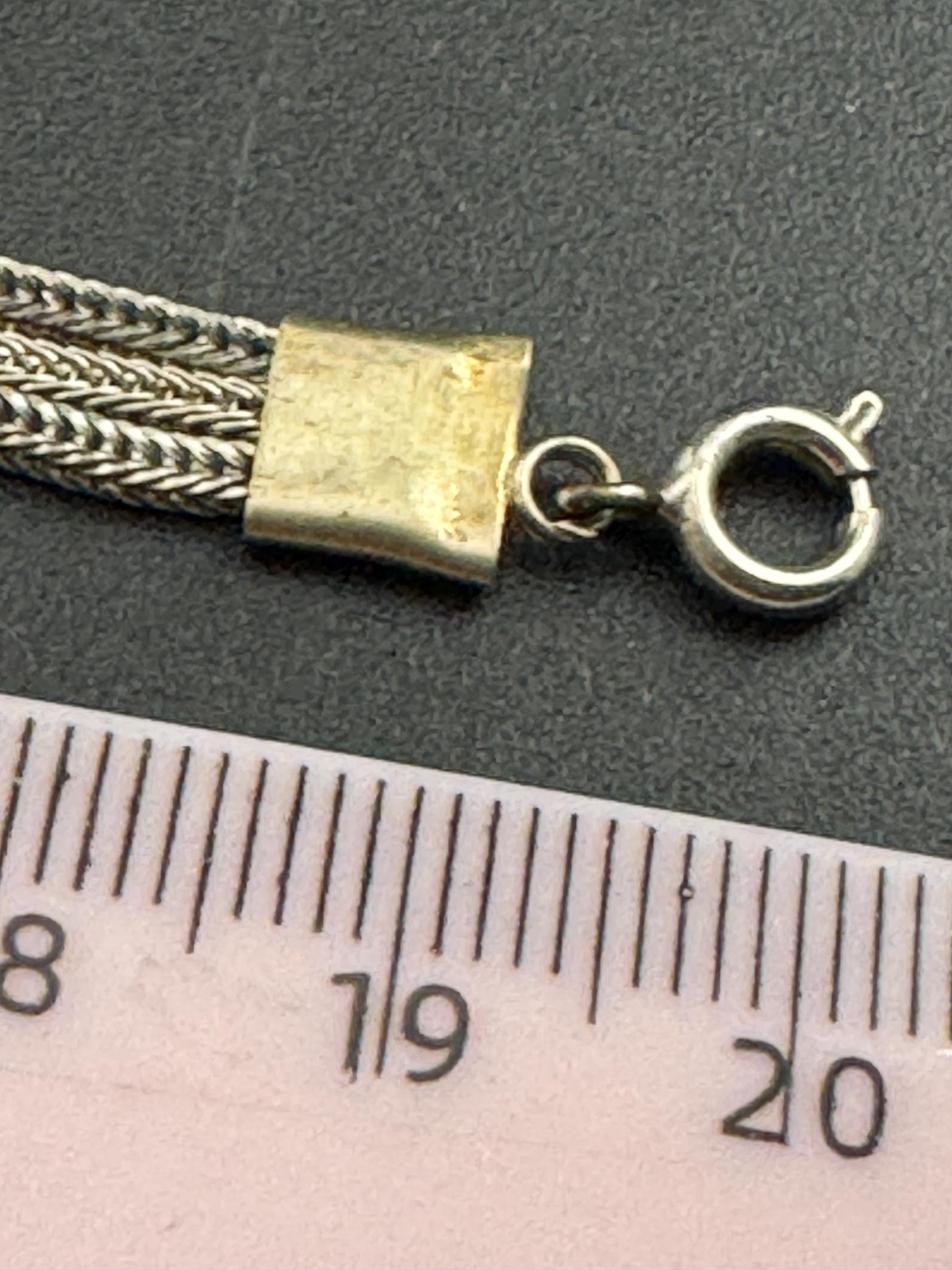 Vintage Indian 925 Silver Turquoise acrylic cabochon woven bracelet