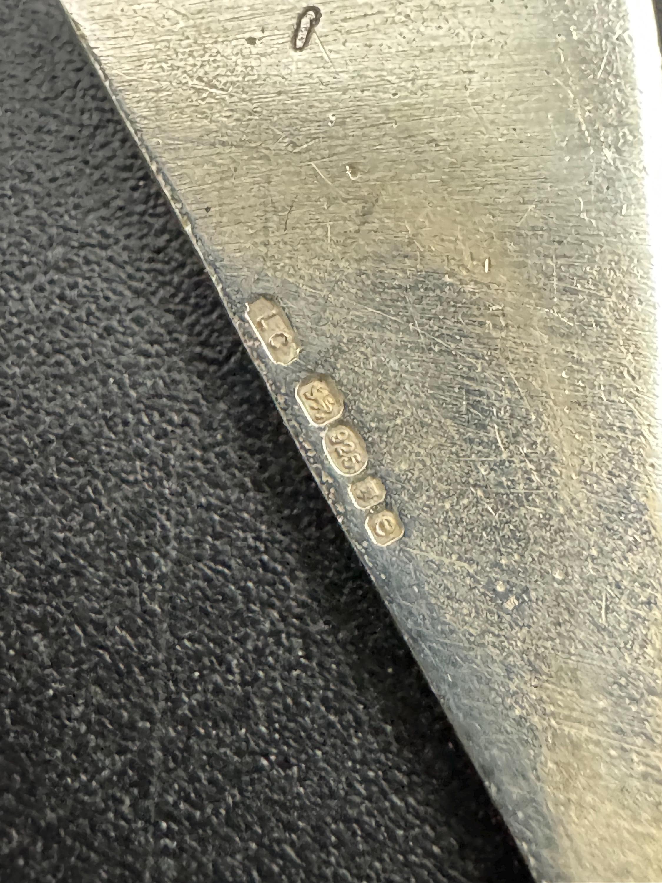 Blue enamel 925 Sterling Silver modernist pendant Necklace,  full hallmarks