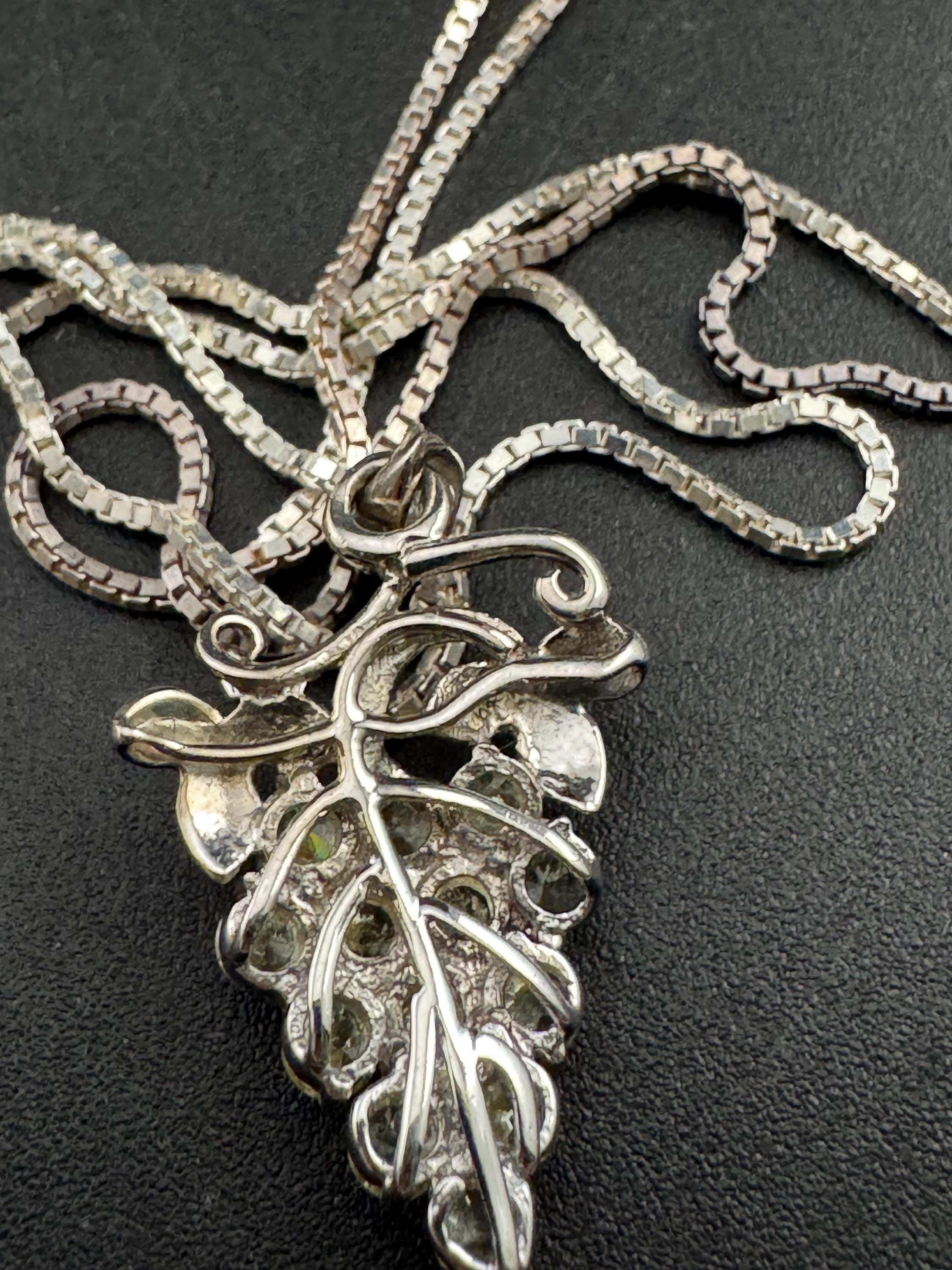 Vintage rhinestone grape pendant necklace, 925 Sterling Silver