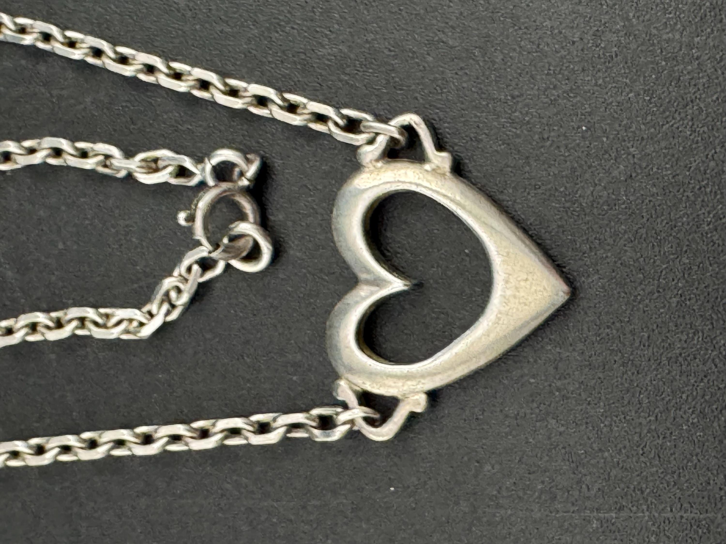 Dainty 925 sterling silver chain with love heart pendant 38.5cm