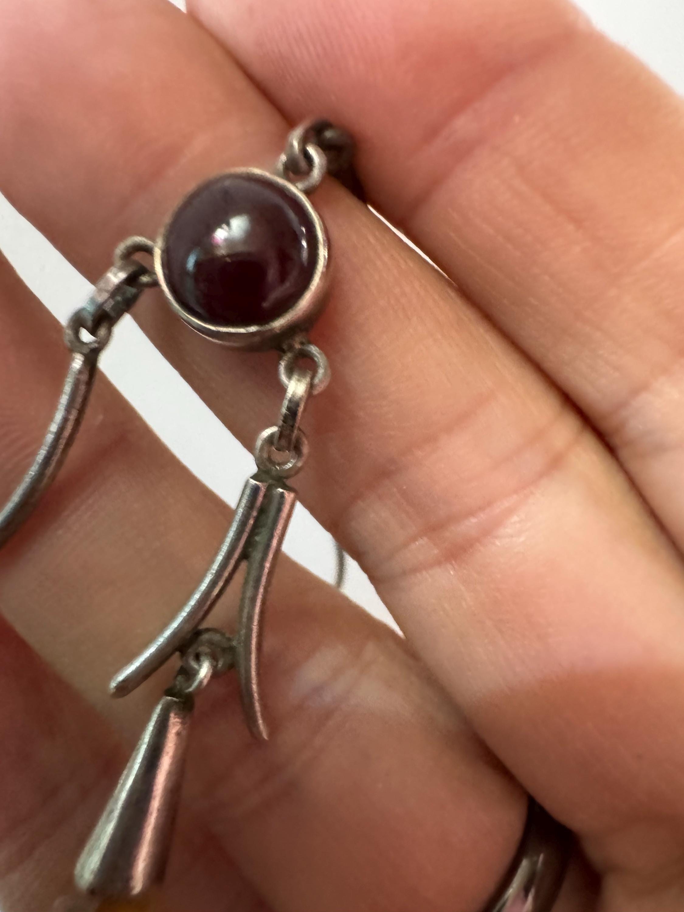 Vintage 925 lavaliere drop necklace, sterling silver with amethyst, citrine and natural pearl