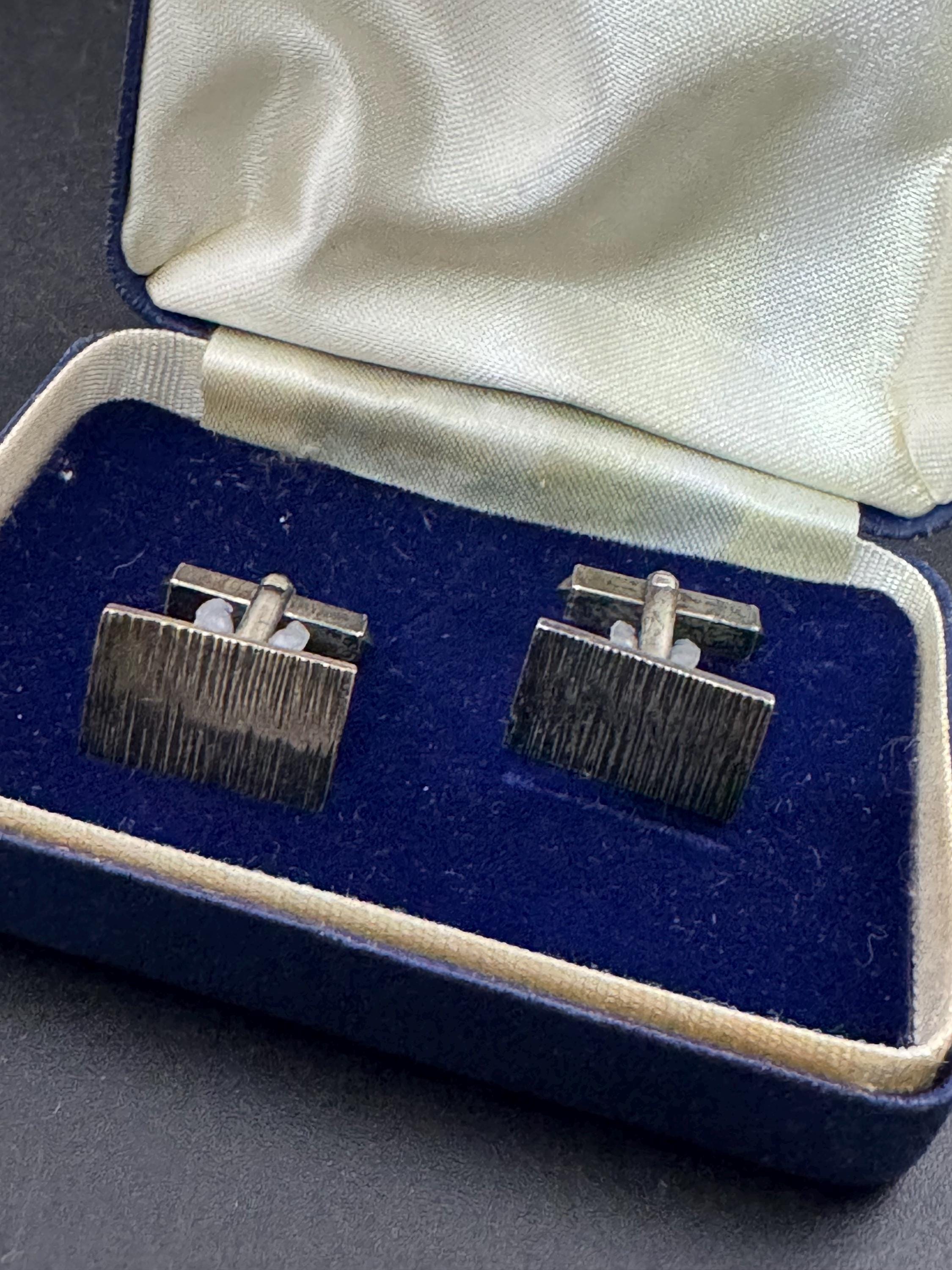 925 sterling silver Vintage mens textured bark cufflinks, modernist brutalist design