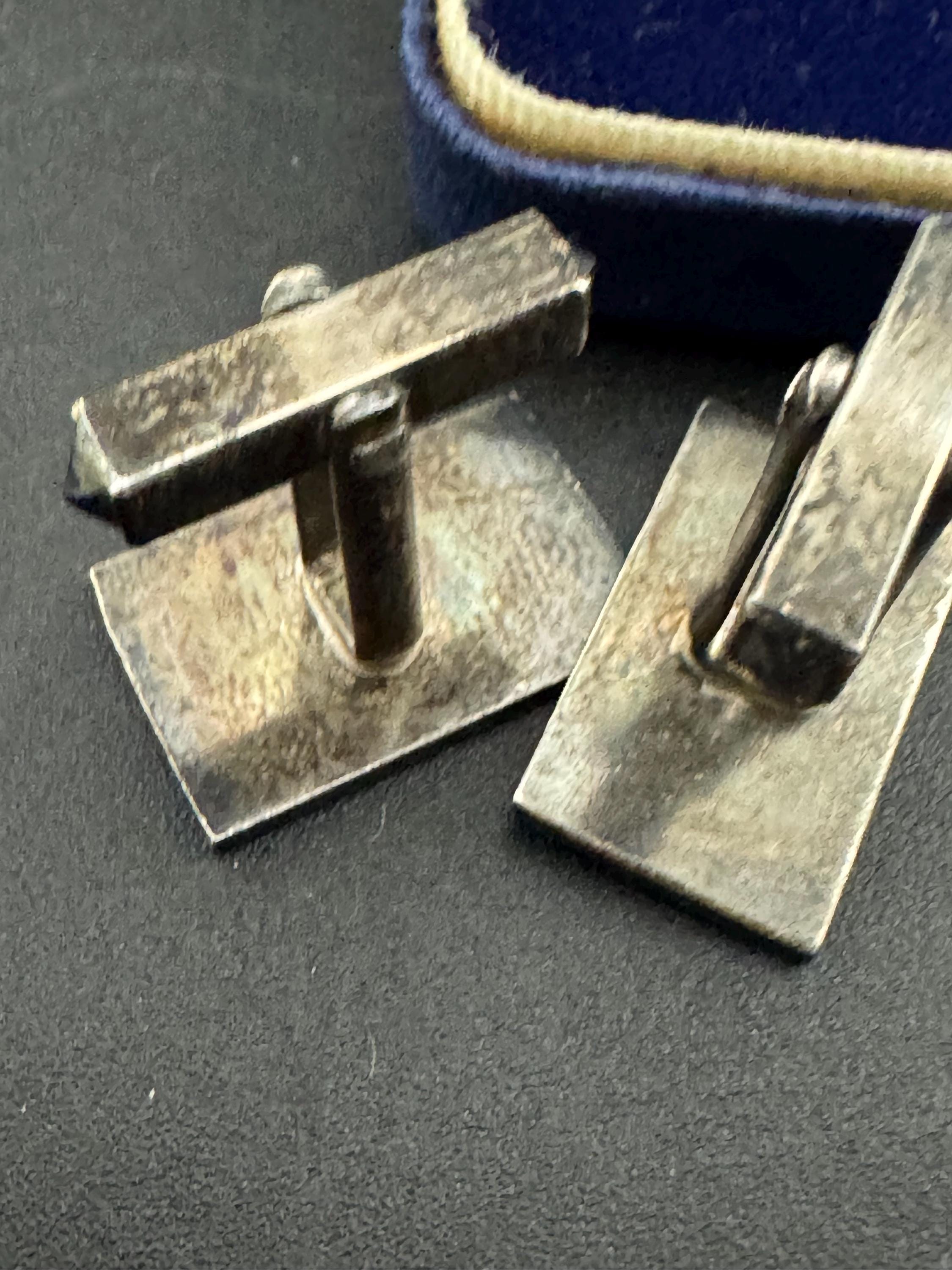 925 sterling silver Vintage mens textured bark cufflinks, modernist brutalist design