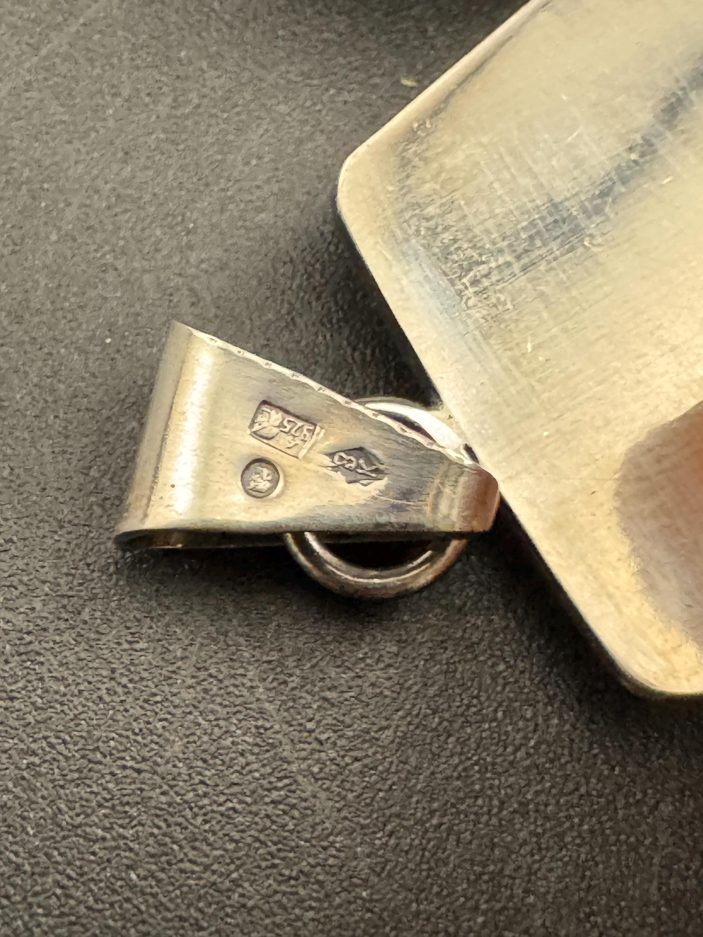 Vintage Polish 925 silver modernist jewellery set, pendant bracelet and stud earrings