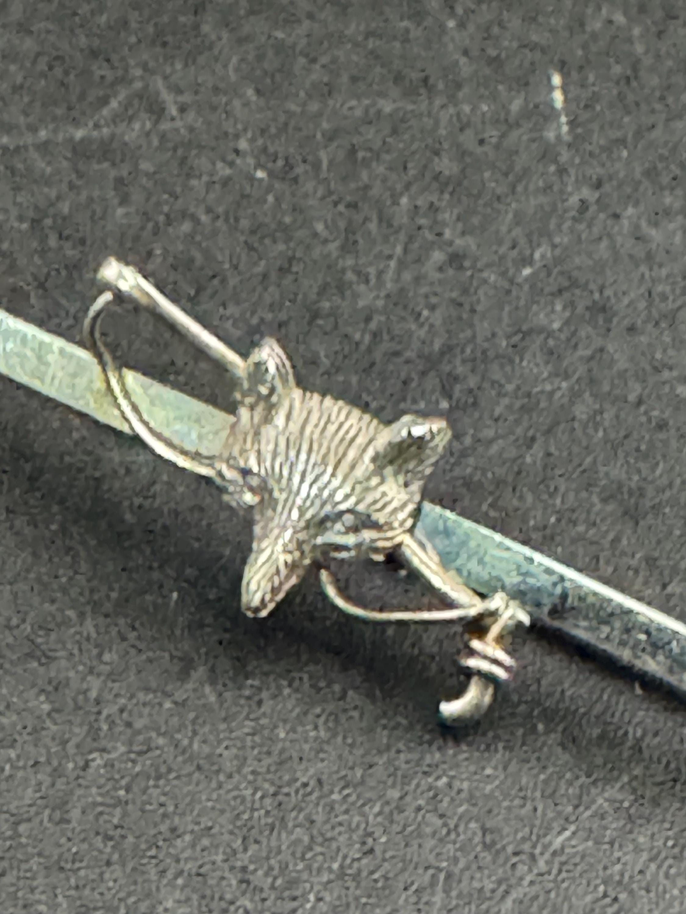 Vintage fox head long bar brooch, 925 sterling silver 7.5cm