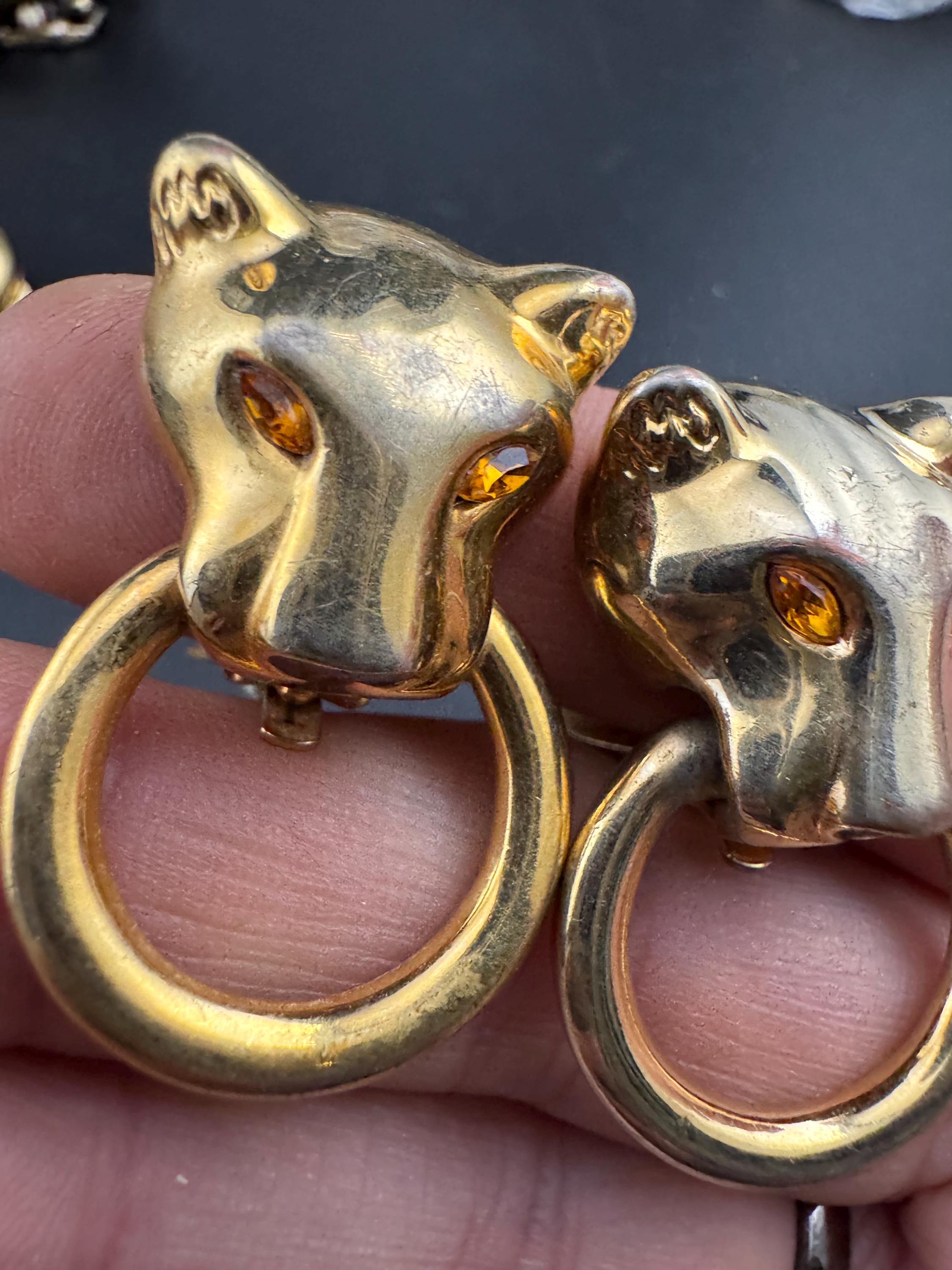 Big gold Leopard hoop Earrings: Gold Tone Door Knocker Style