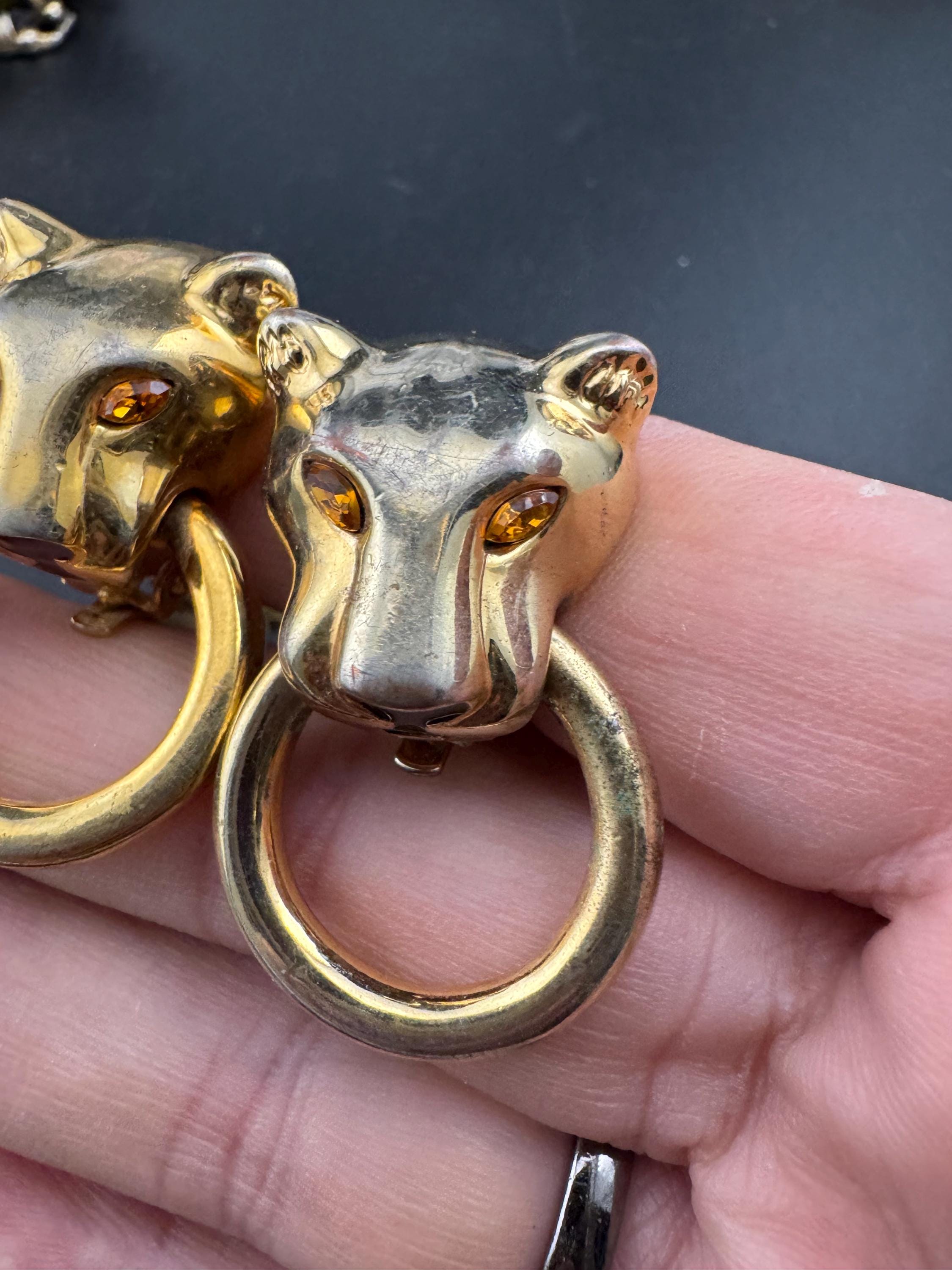 Big gold Leopard hoop Earrings: Gold Tone Door Knocker Style