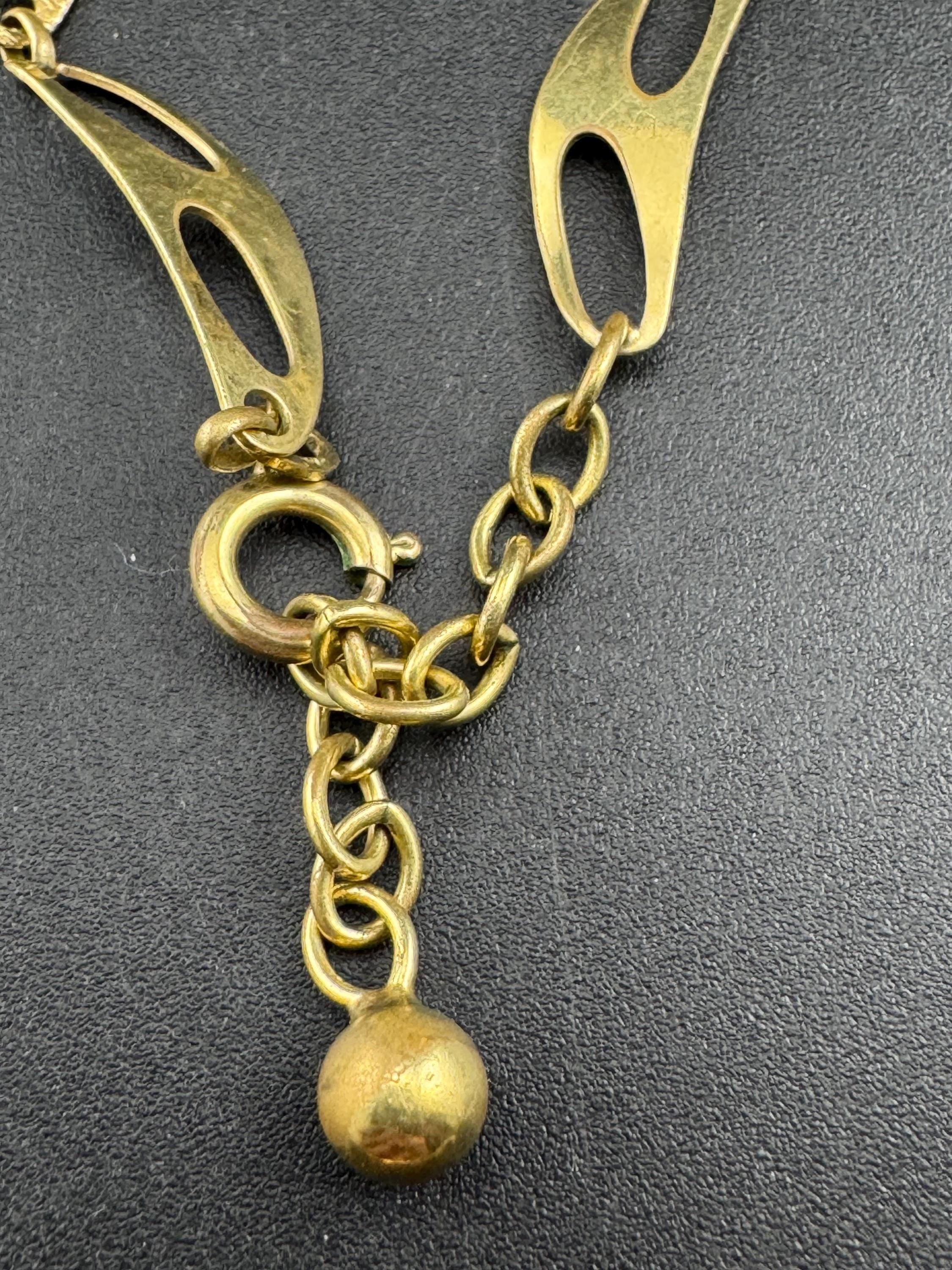 Vintage gold plated panel link collar necklace,  mid century