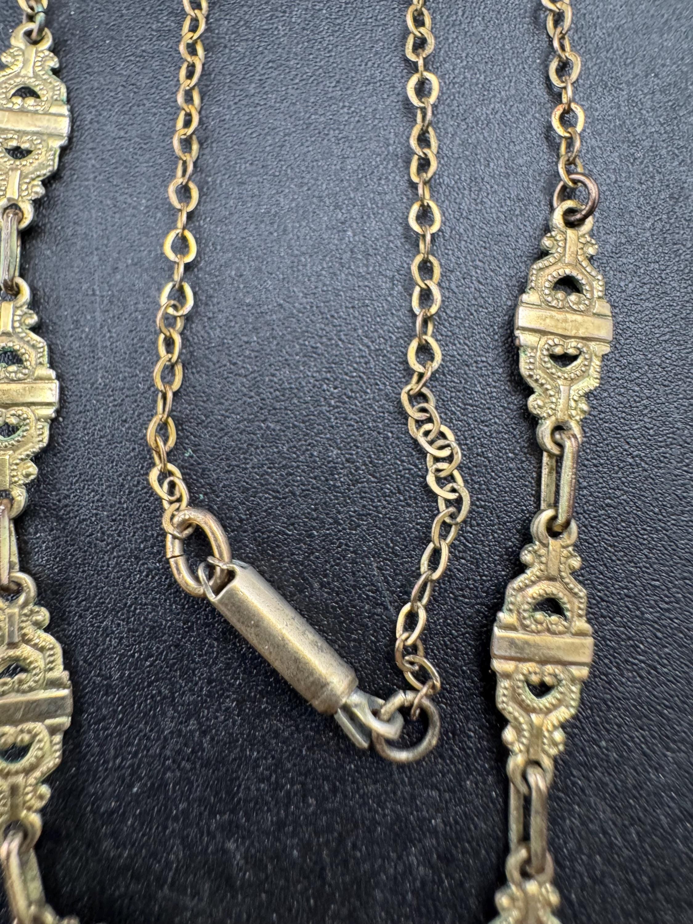 Antique rolled gold amethyst purple  pendant necklace