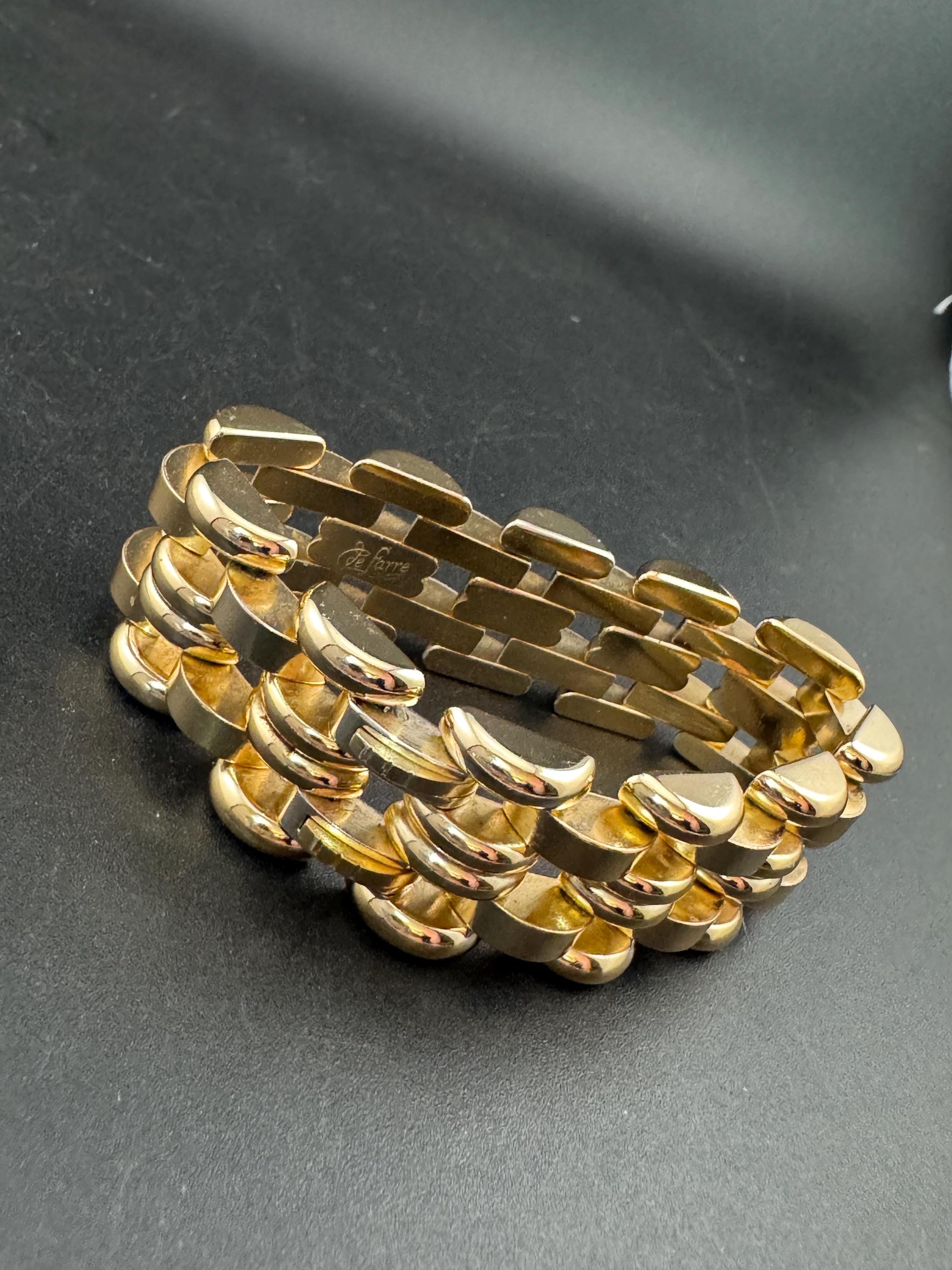 De Farre copper rose gold tone brick chain bracelet, 19cm French vintage