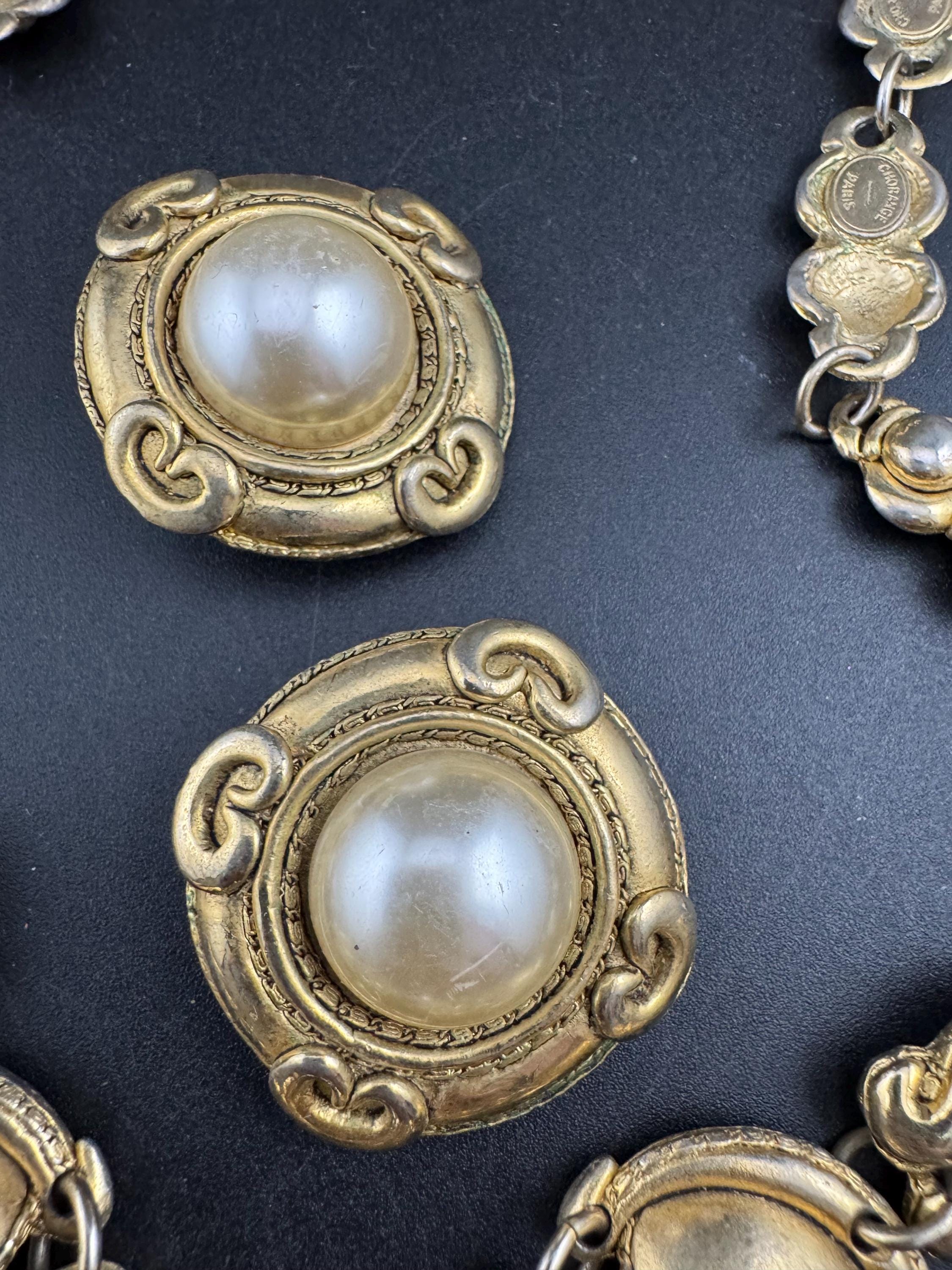 Vintage Chorange Paris Faux Pearl Jewelry Set, Signed French Designer