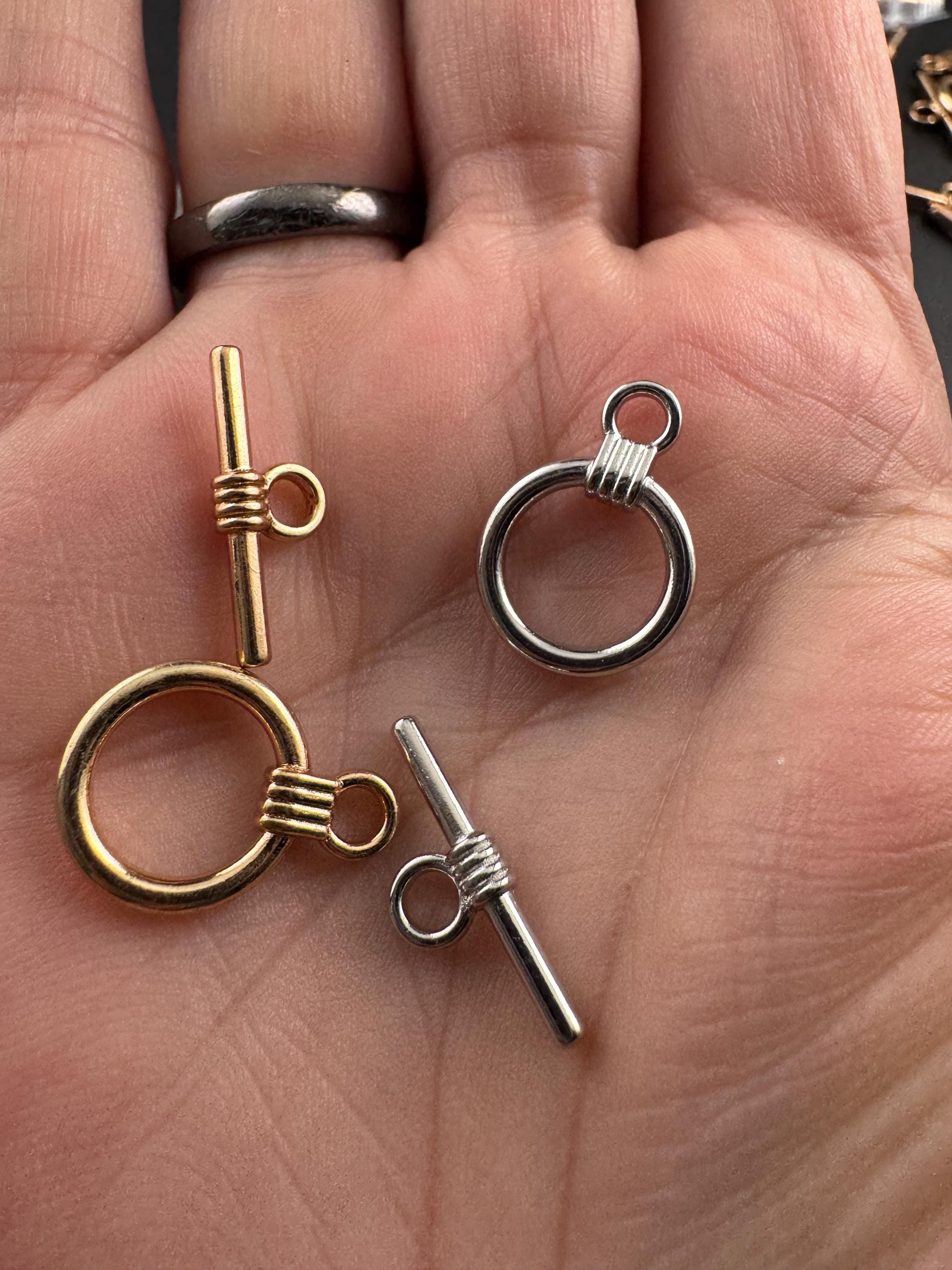 Toggle tbar necklace clasps, pack of 6 pairs, gold or silver tone