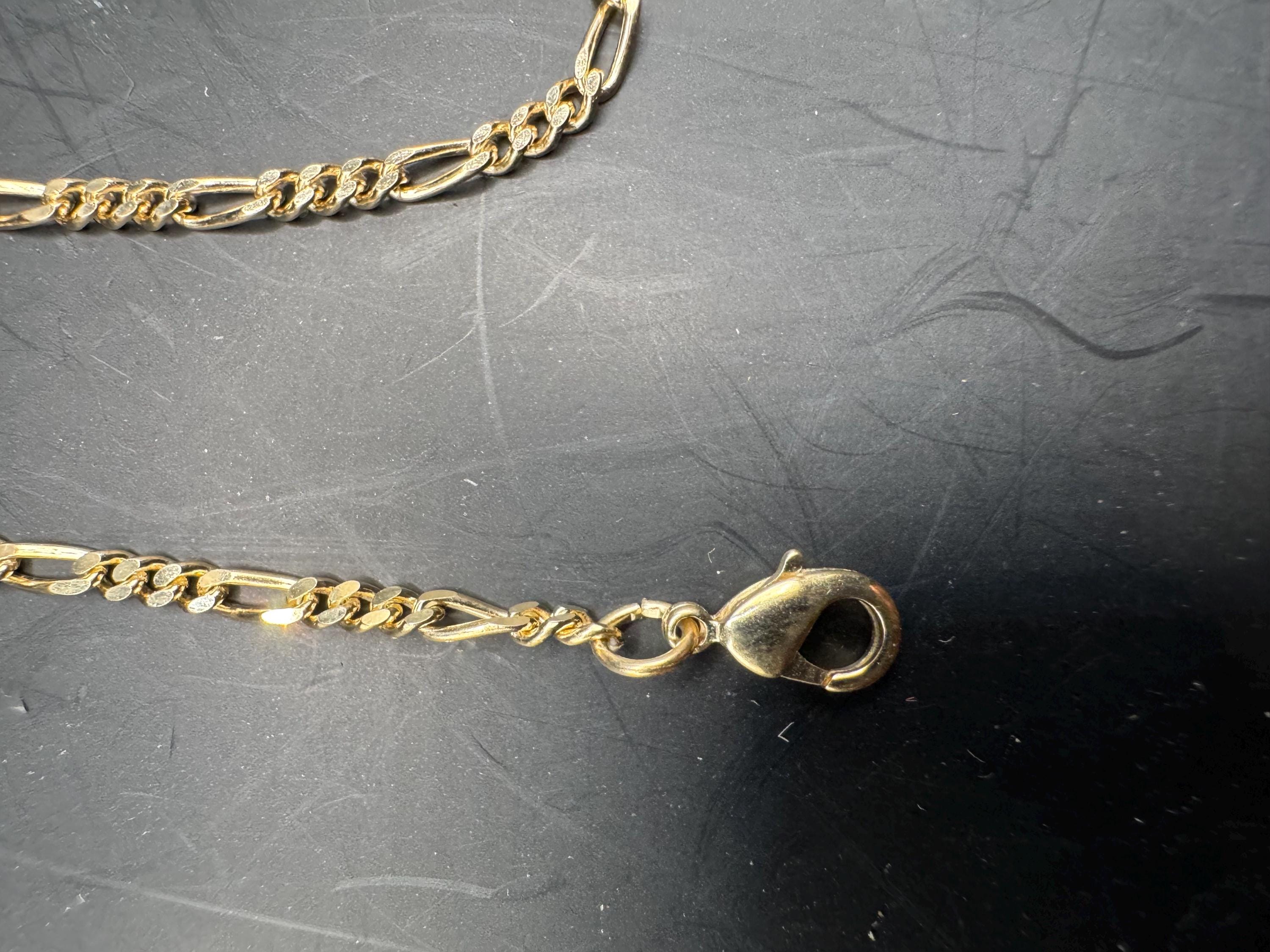 Vintage 46cm fine Figaro chain necklace, gold plated 2mm unused