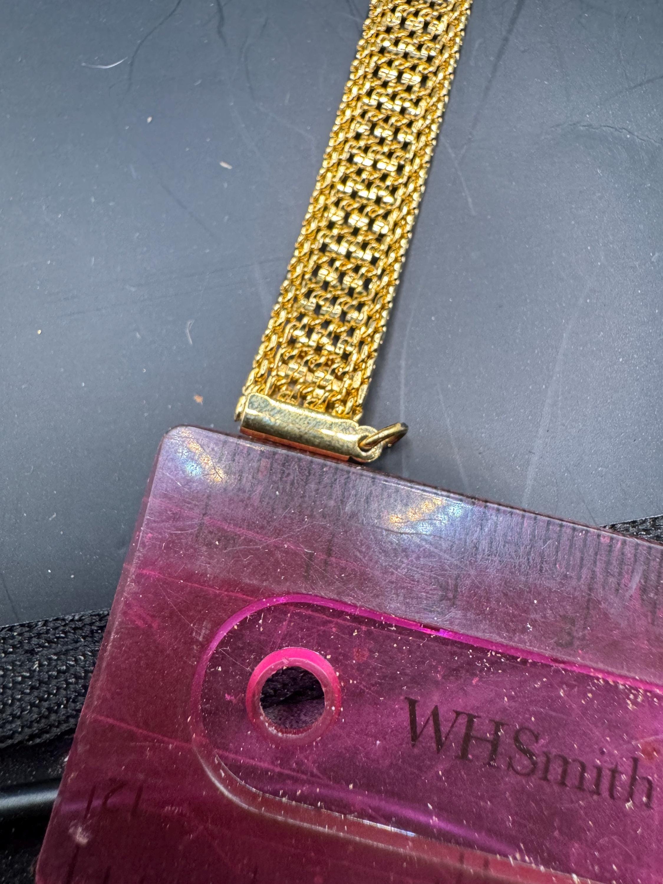 Vintage gold plated modernist slim flat mesh bangle bracelet 19 x 1cm