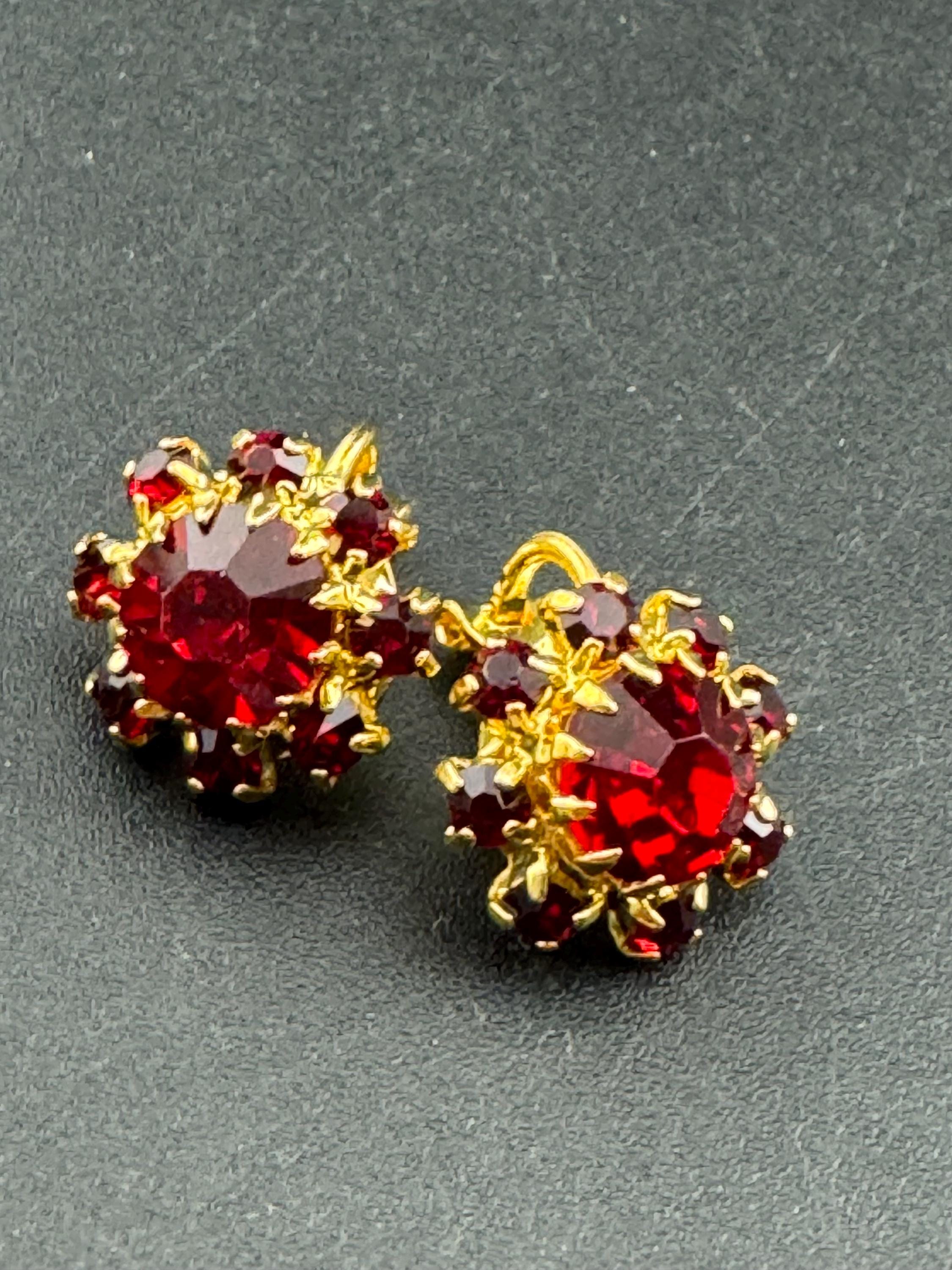 1970s Swarovski crystal diamanté clip on earrings, gold tone choice of colours