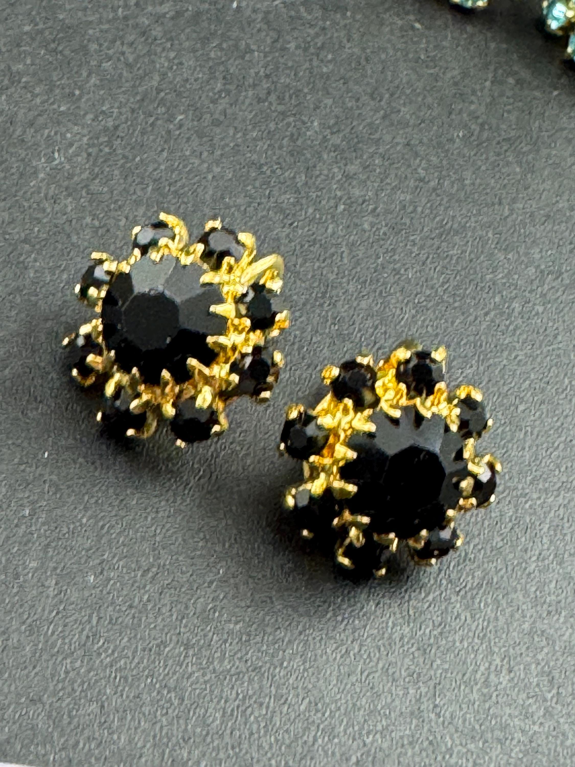 1970s Swarovski crystal diamanté clip on earrings, gold tone choice of colours