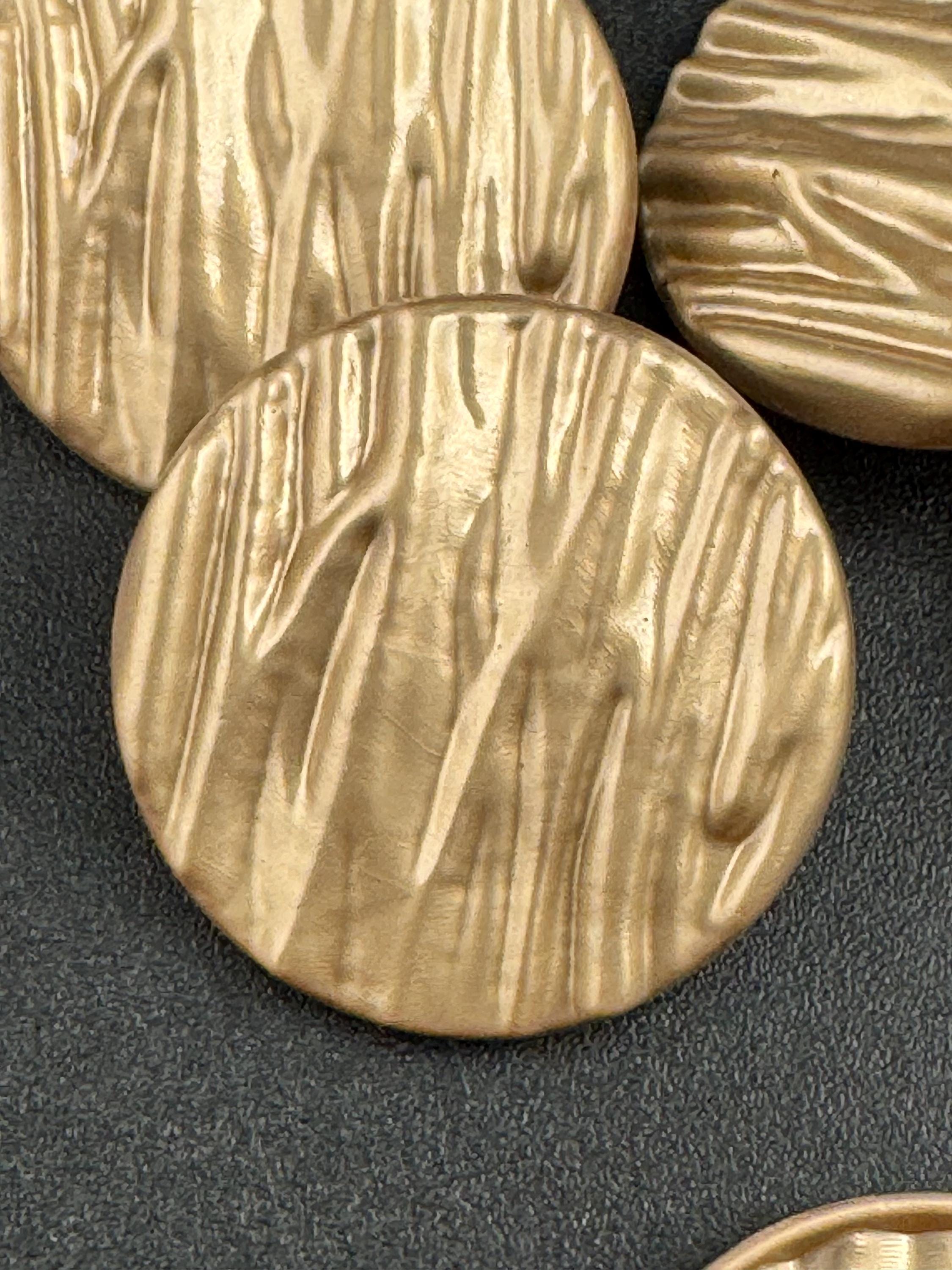 25mm Matt gold metal buttons,  5 pack textured design