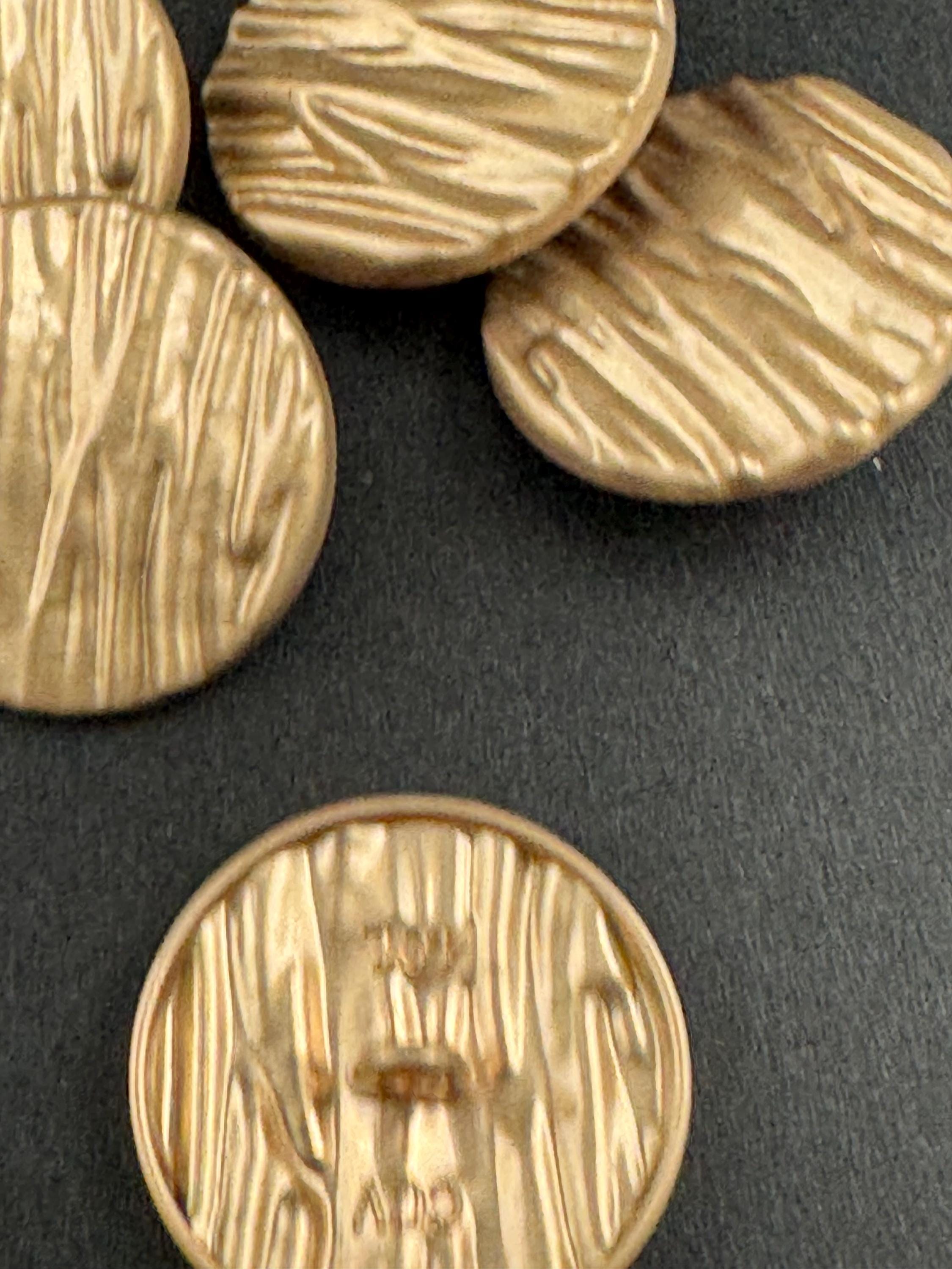 25mm Matt gold metal buttons,  5 pack textured design