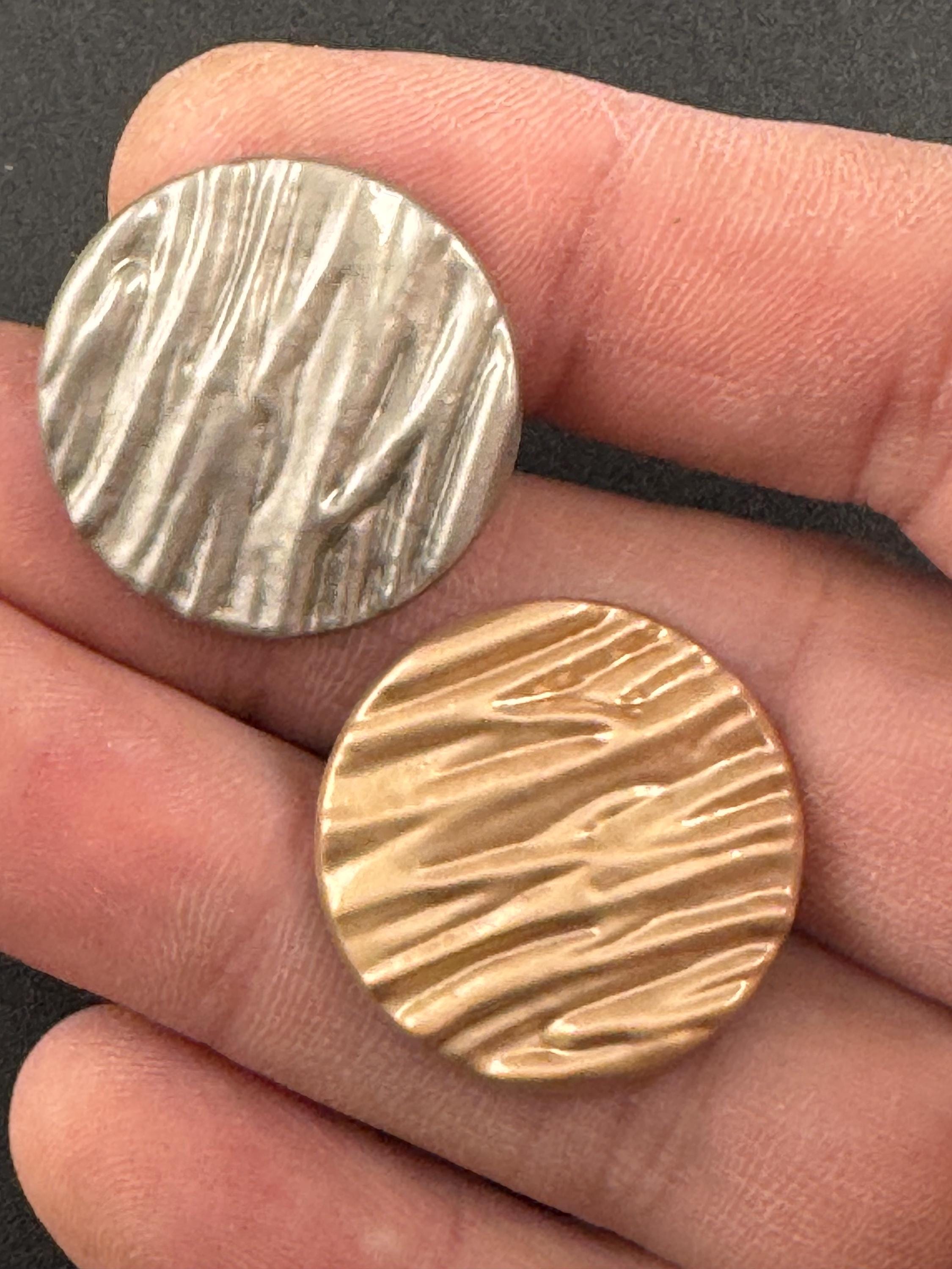 25mm Matt gold metal buttons,  5 pack textured design