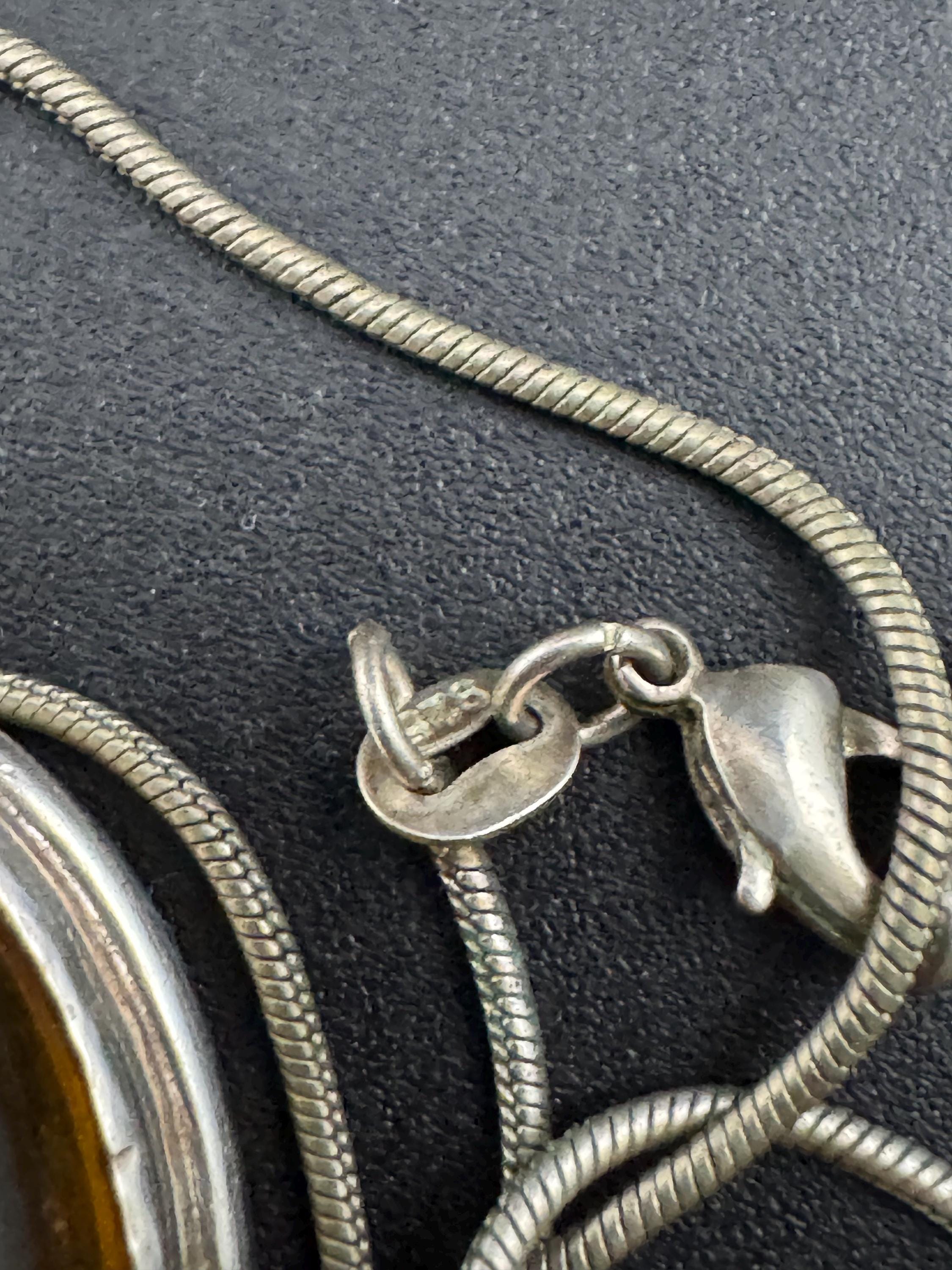 Natural Amber oval Pendant Necklace: Sterling Silver Jewelry