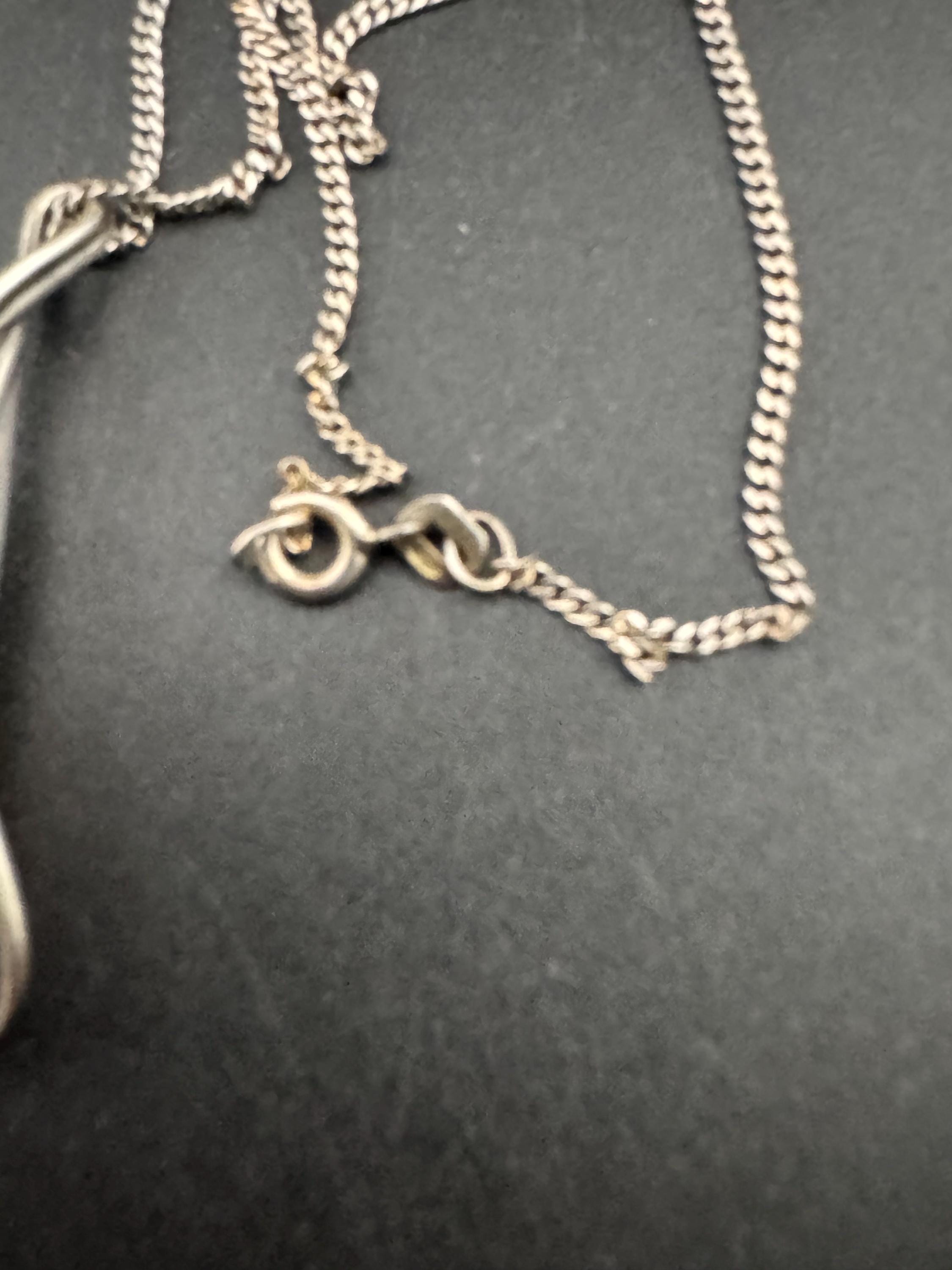 Art nouveau Amber artisan floral pendant  necklace,  Sterling silver 925