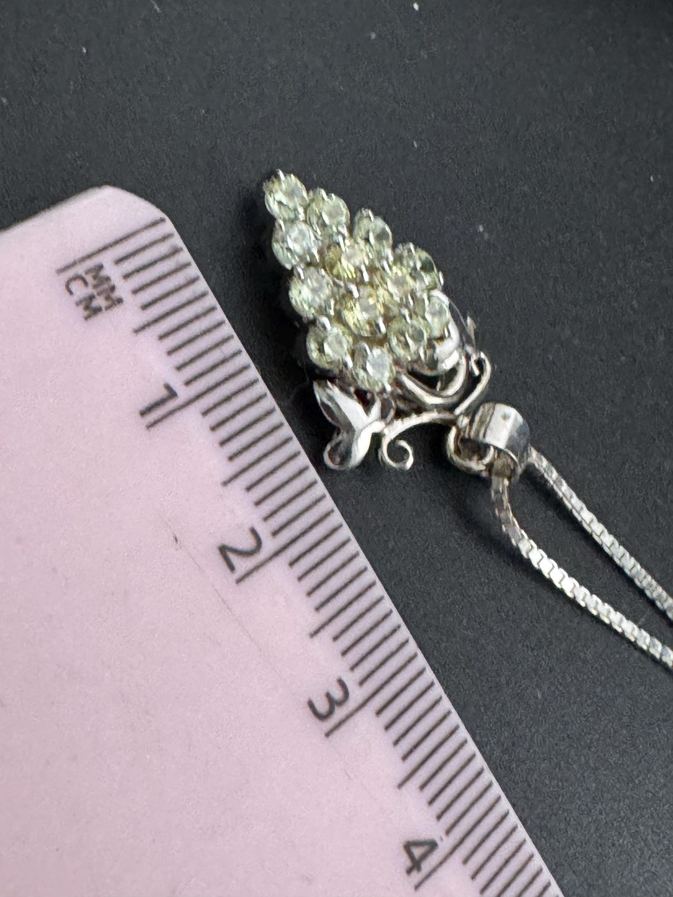 Vintage rhinestone grape pendant necklace, 925 Sterling Silver