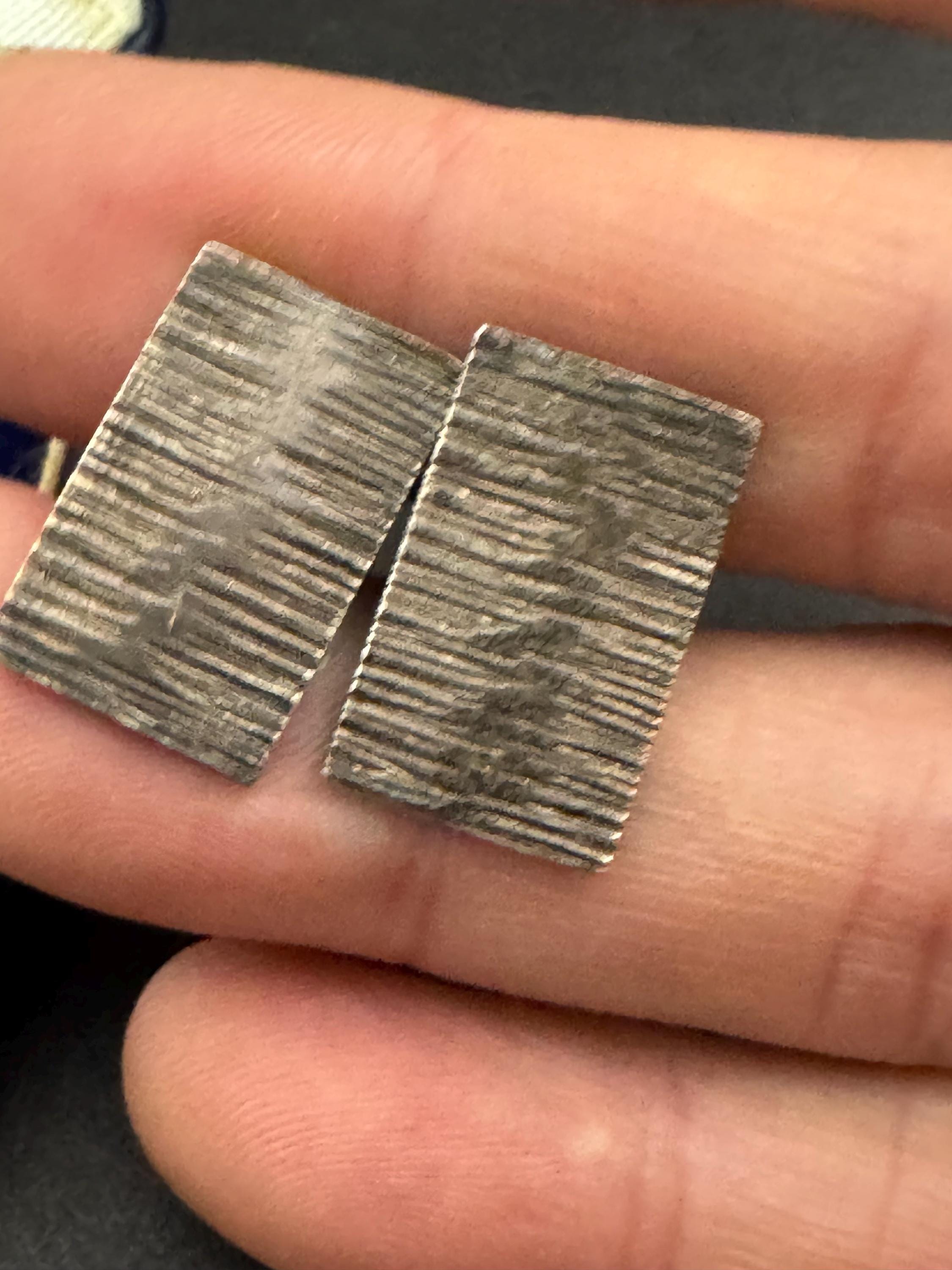 925 sterling silver Vintage mens textured bark cufflinks, modernist brutalist design