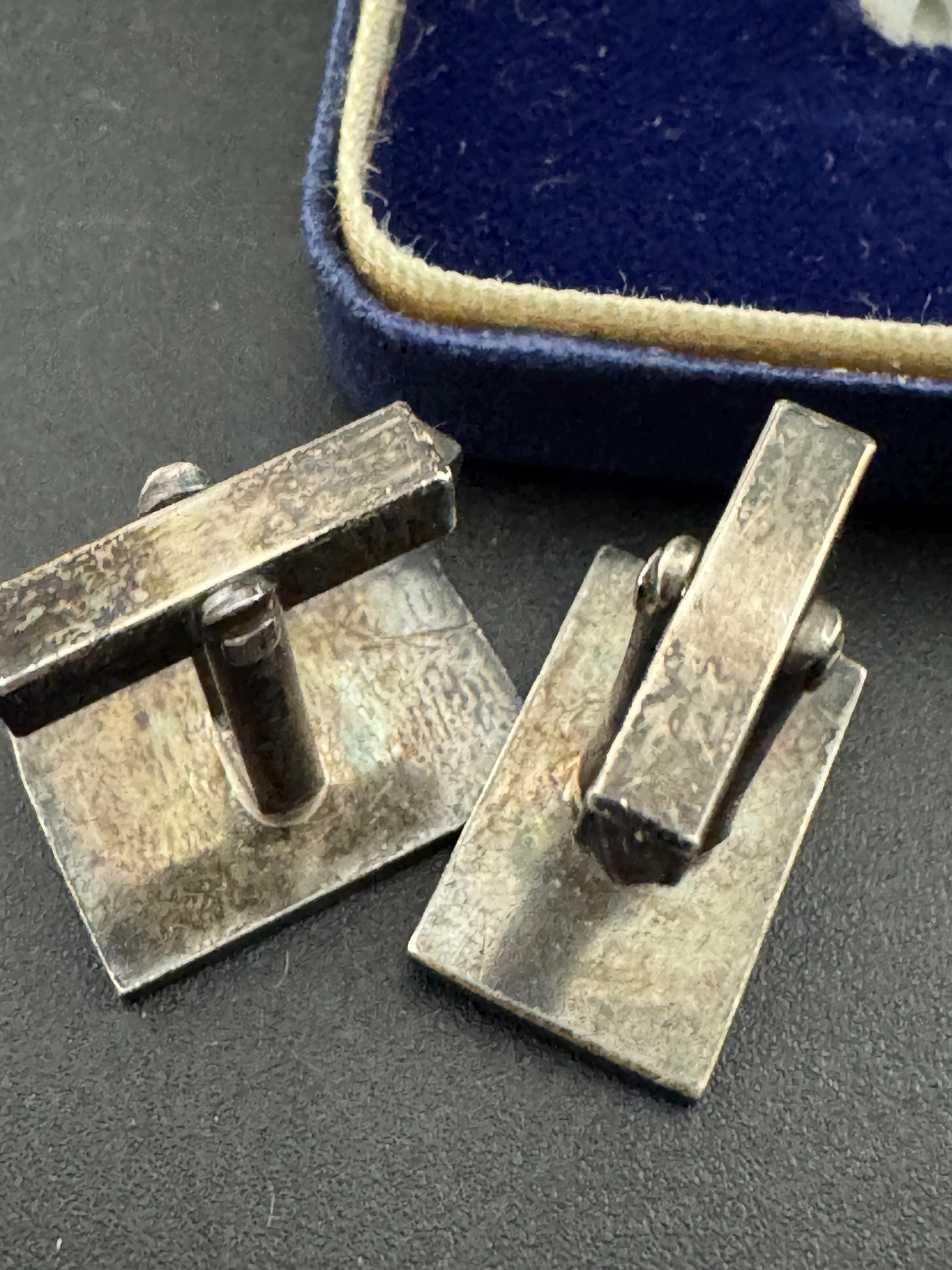 925 sterling silver Vintage mens textured bark cufflinks, modernist brutalist design