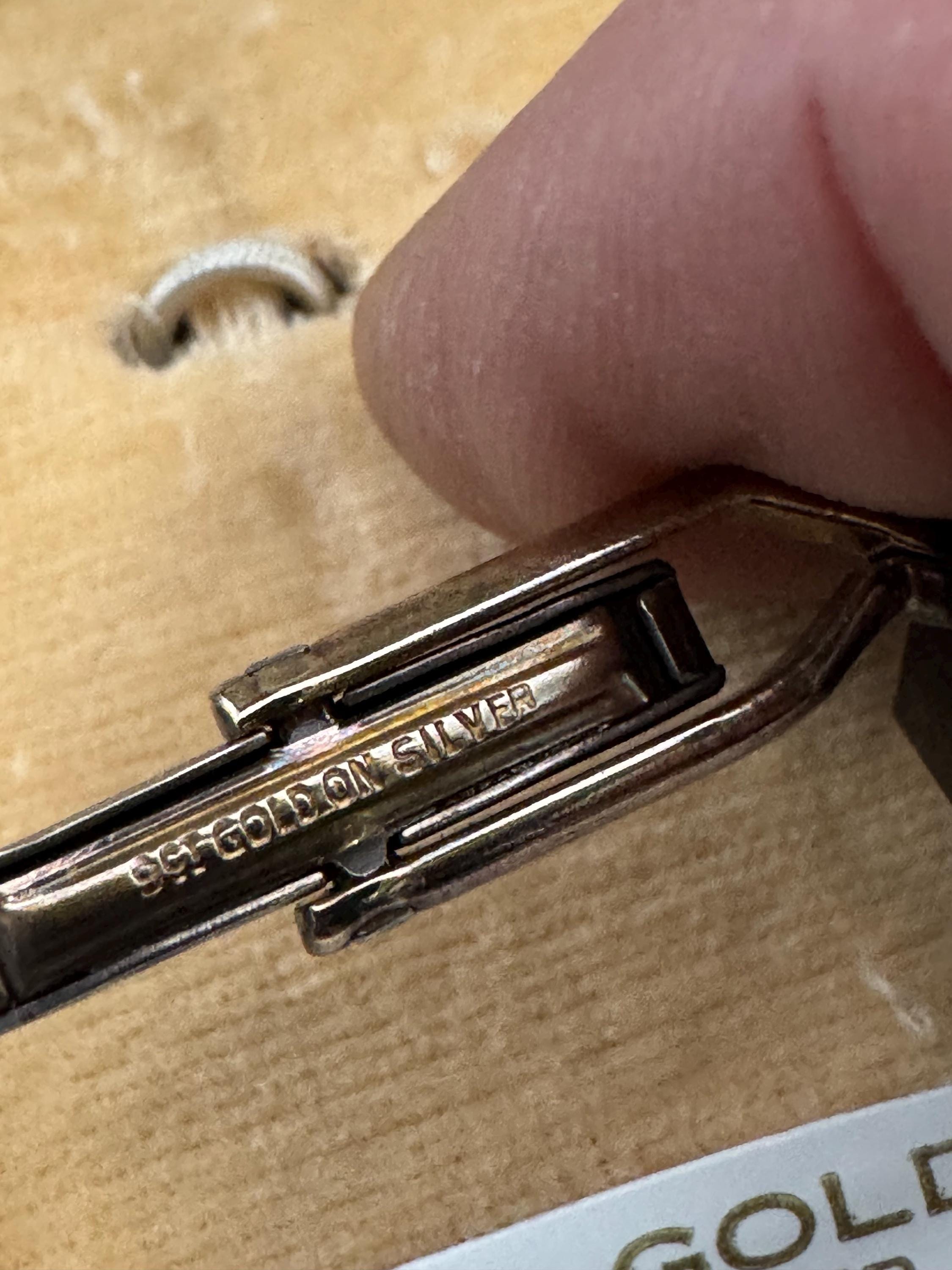 Engine turned art deco mens cufflinks 9ct gold on 925 Sterling Silver