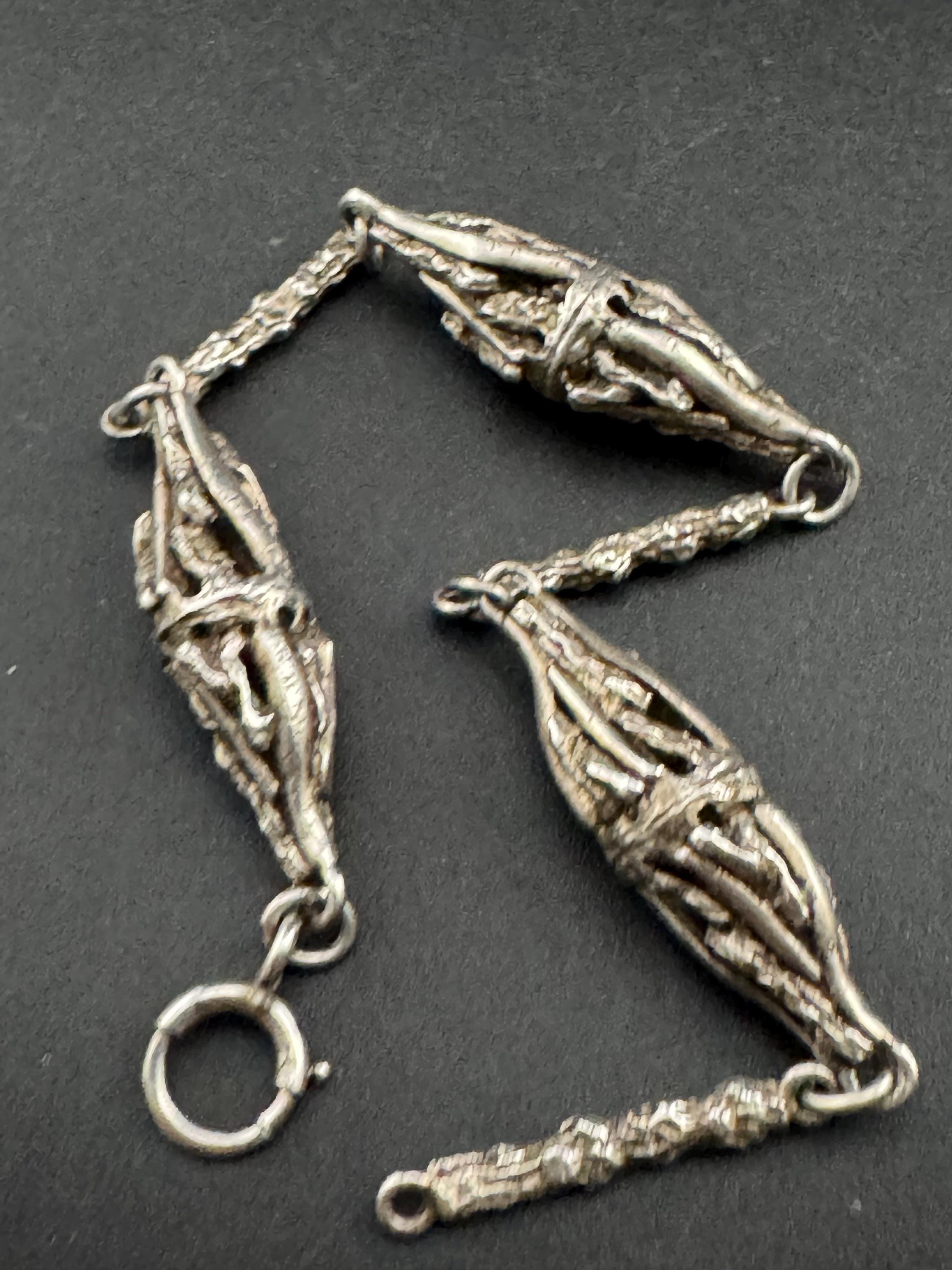 925 sterling silver brutalist panel link bracelet, 20cm long 19.3 grams