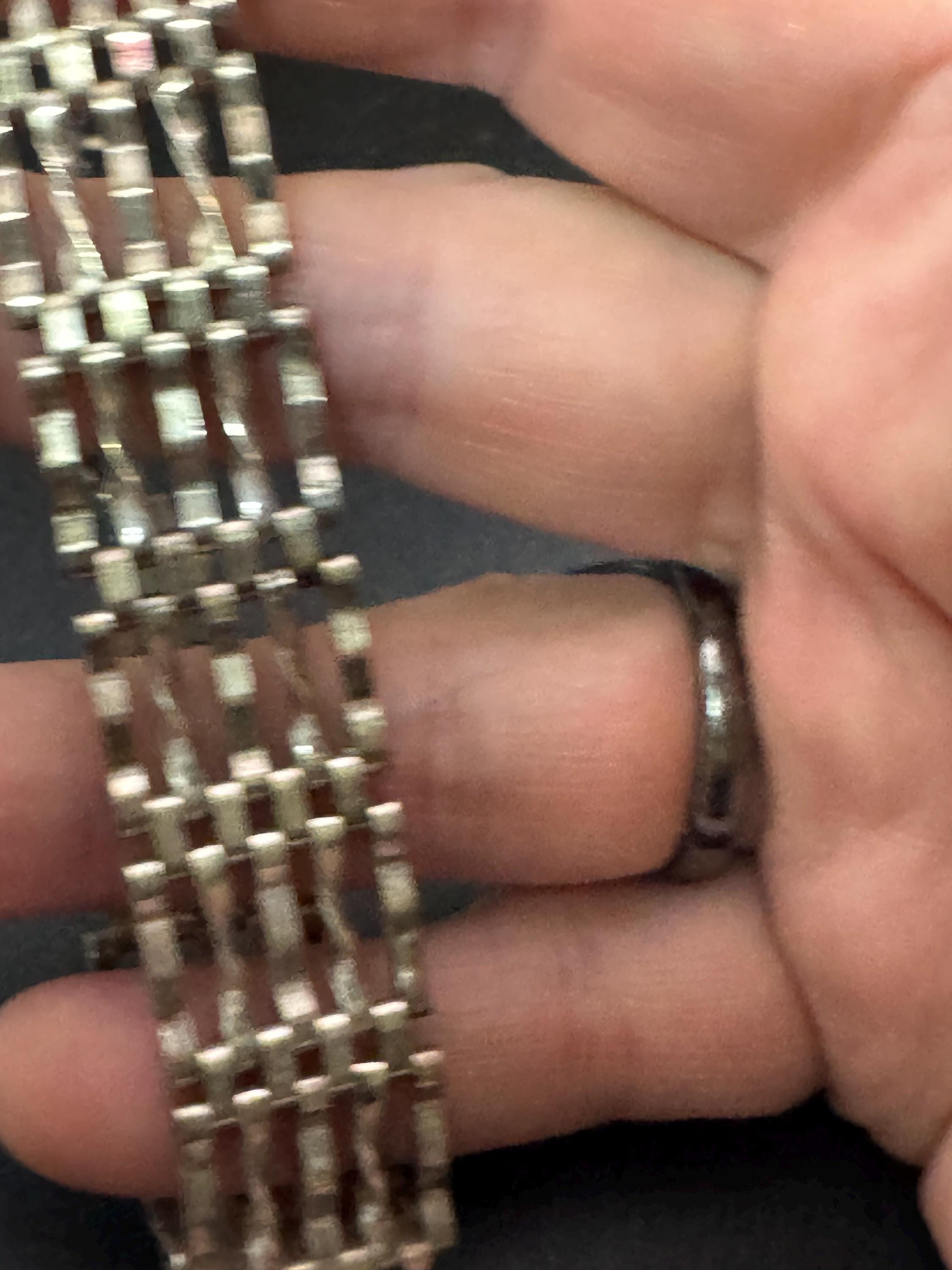 Vintage 925 sterling silver 5 bar gate bracelet with heart padlock and safety chain