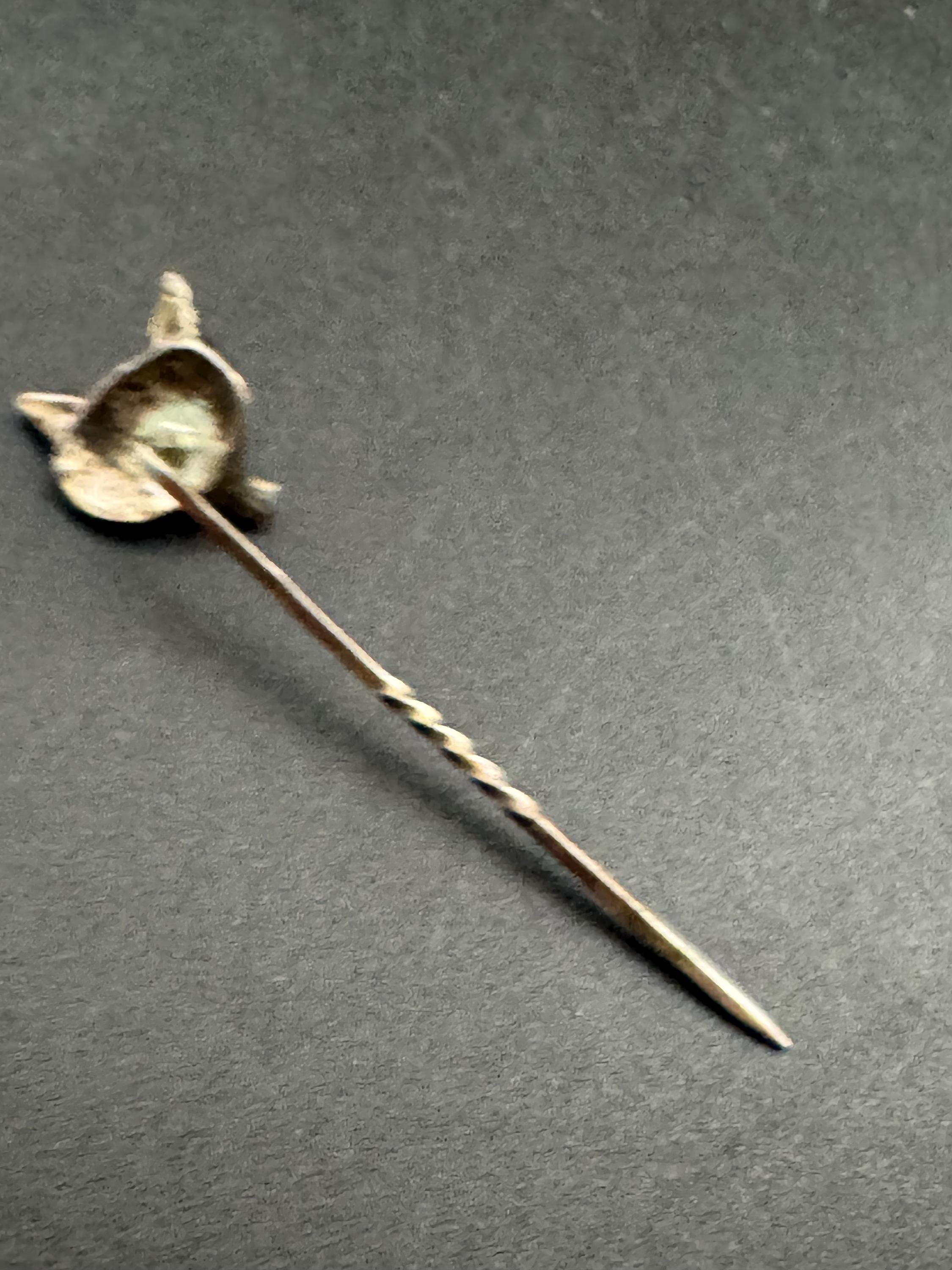 Vintage fox head stick pin brooch, 925 sterling silver